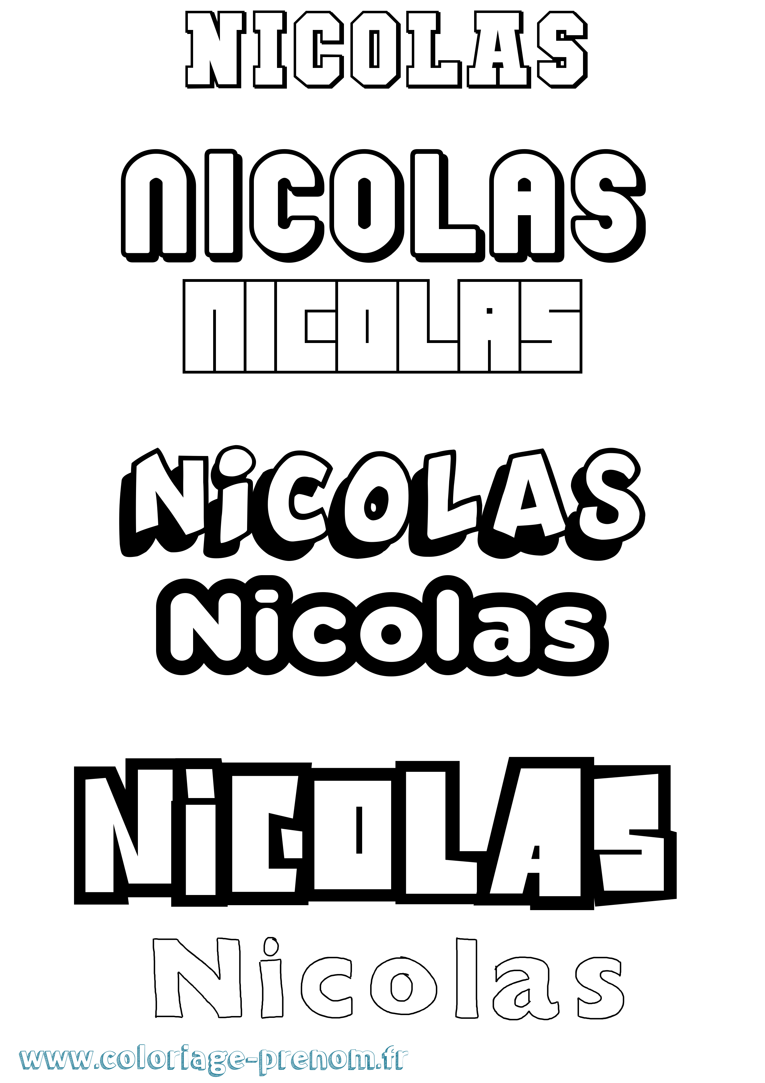 Coloriage prénom Nicolas Simple
