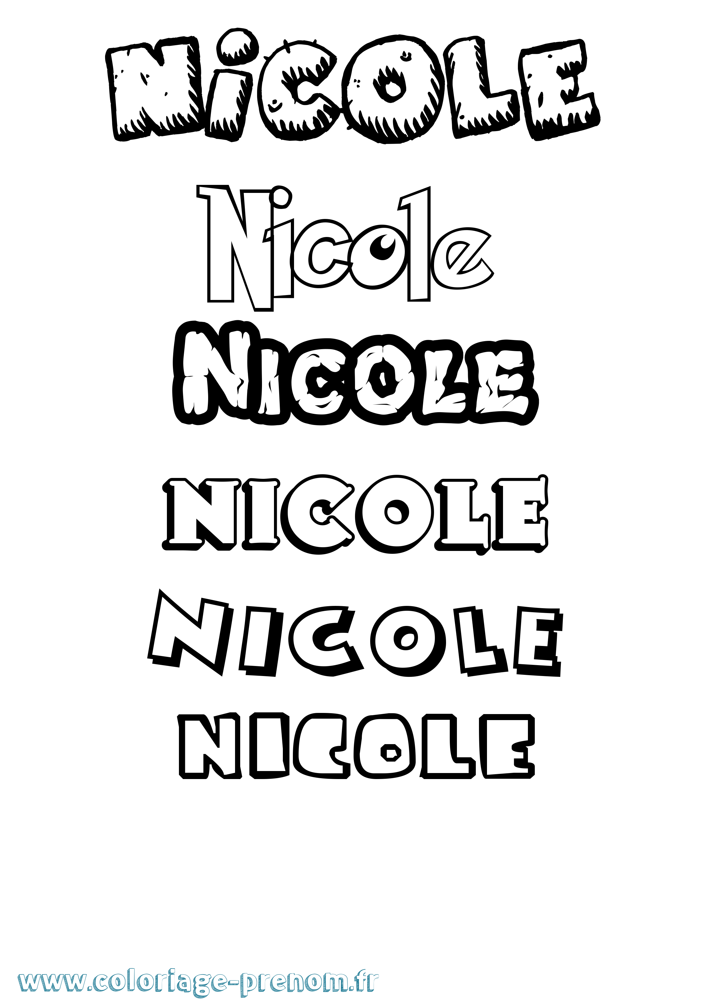 Coloriage prénom Nicole Dessin Animé