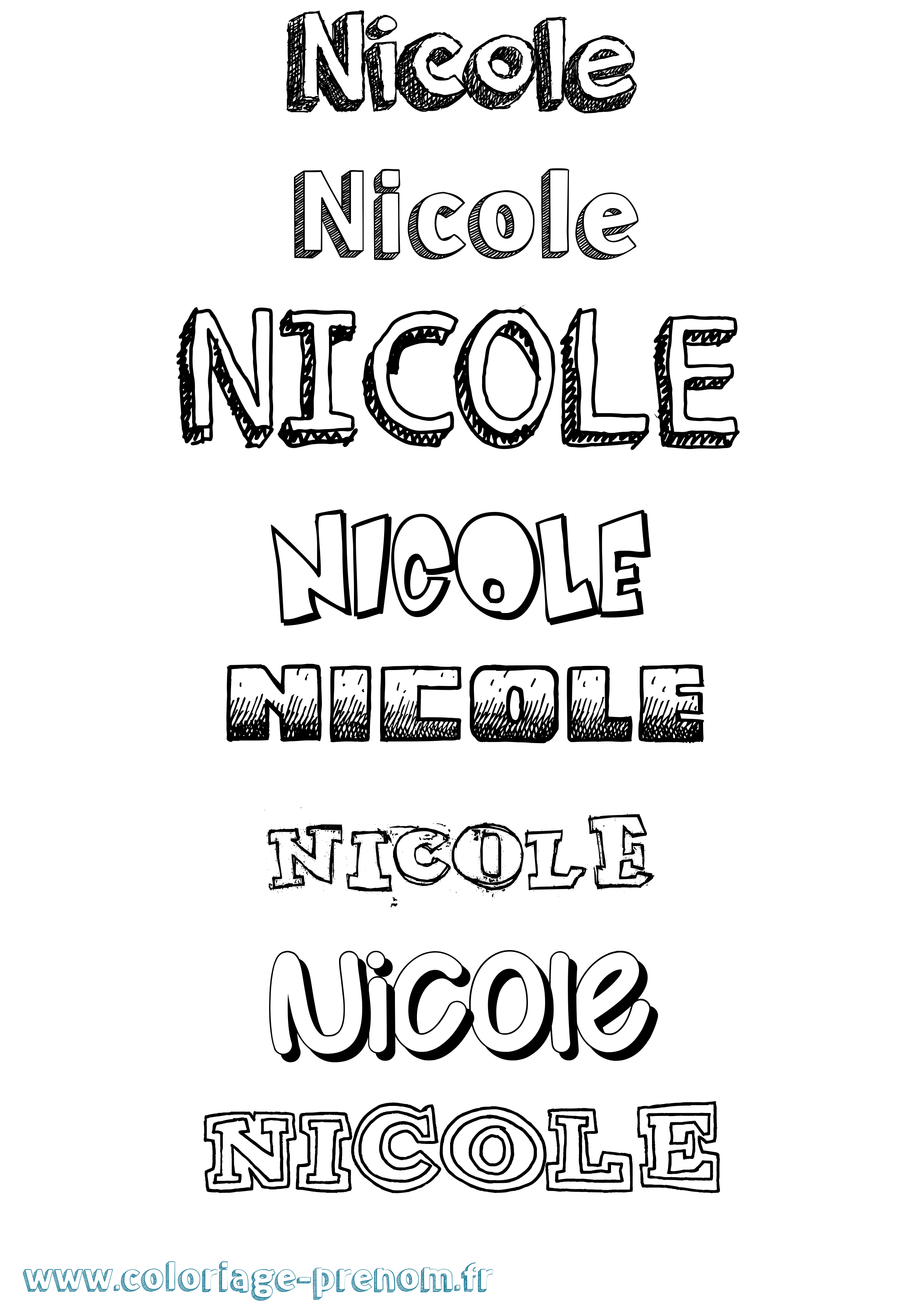 Coloriage prénom Nicole Dessiné