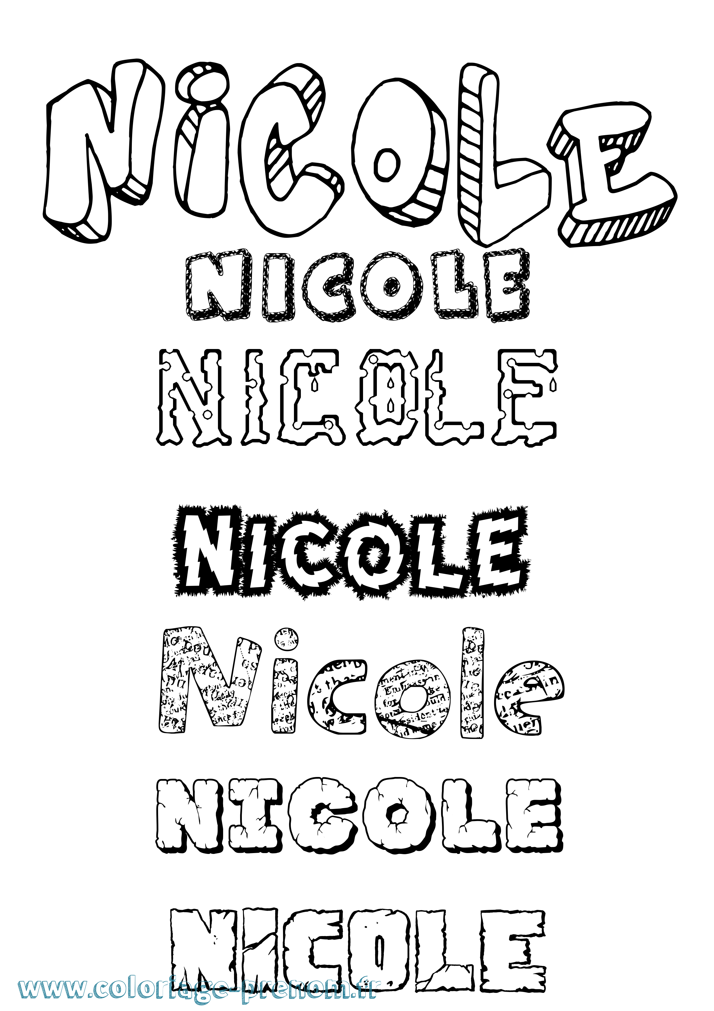 Coloriage prénom Nicole Destructuré