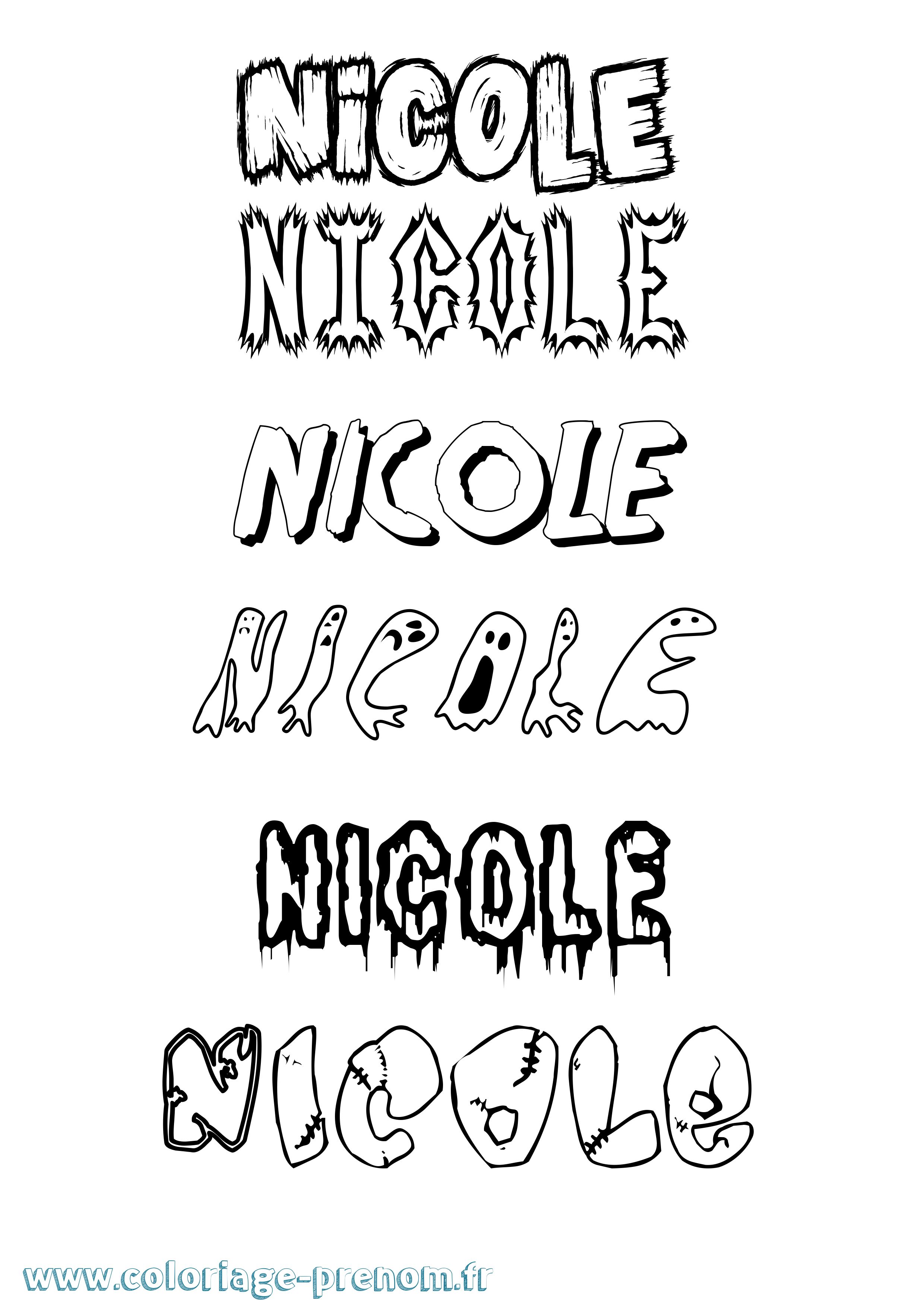 Coloriage prénom Nicole Frisson
