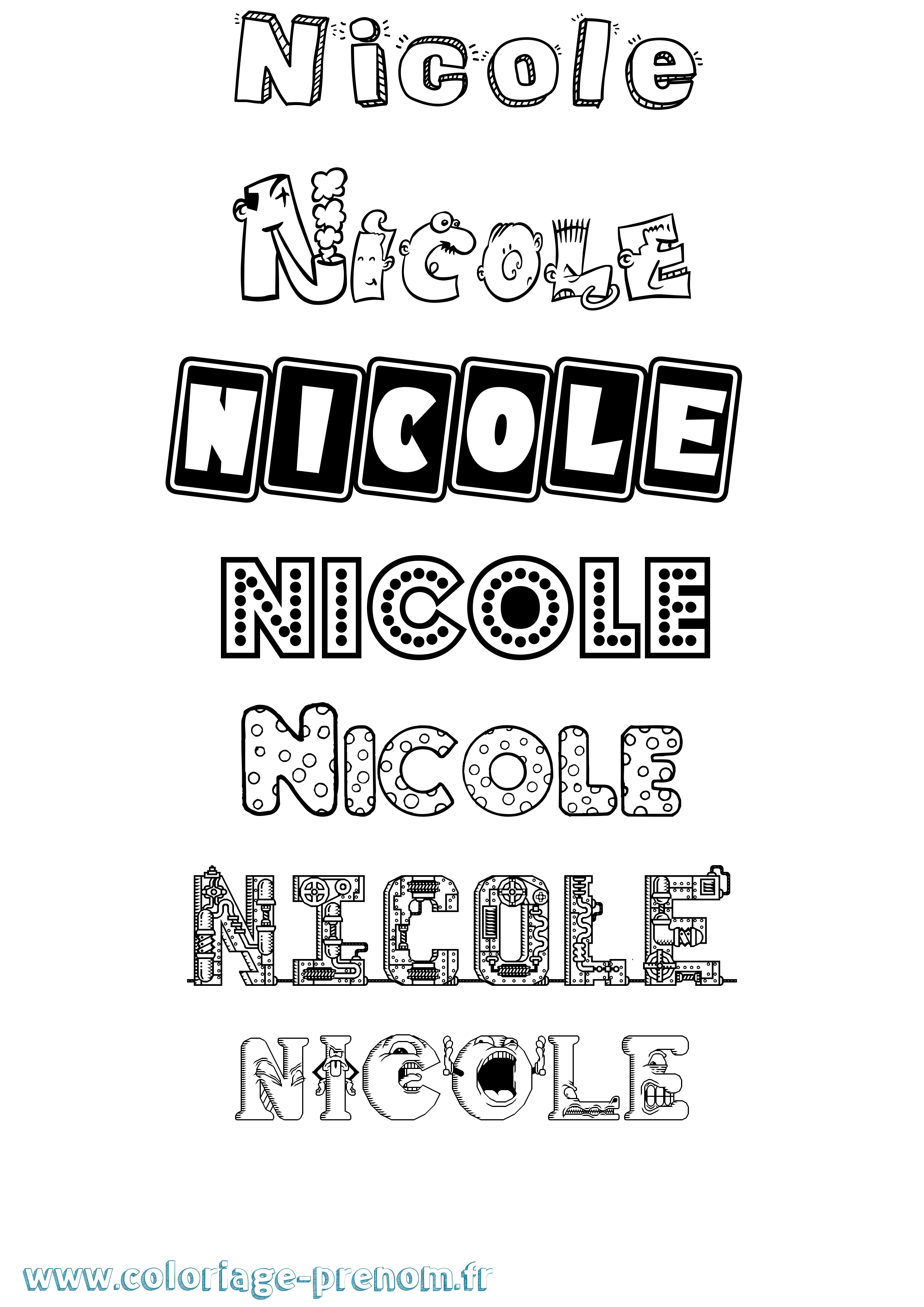 Coloriage prénom Nicole Fun