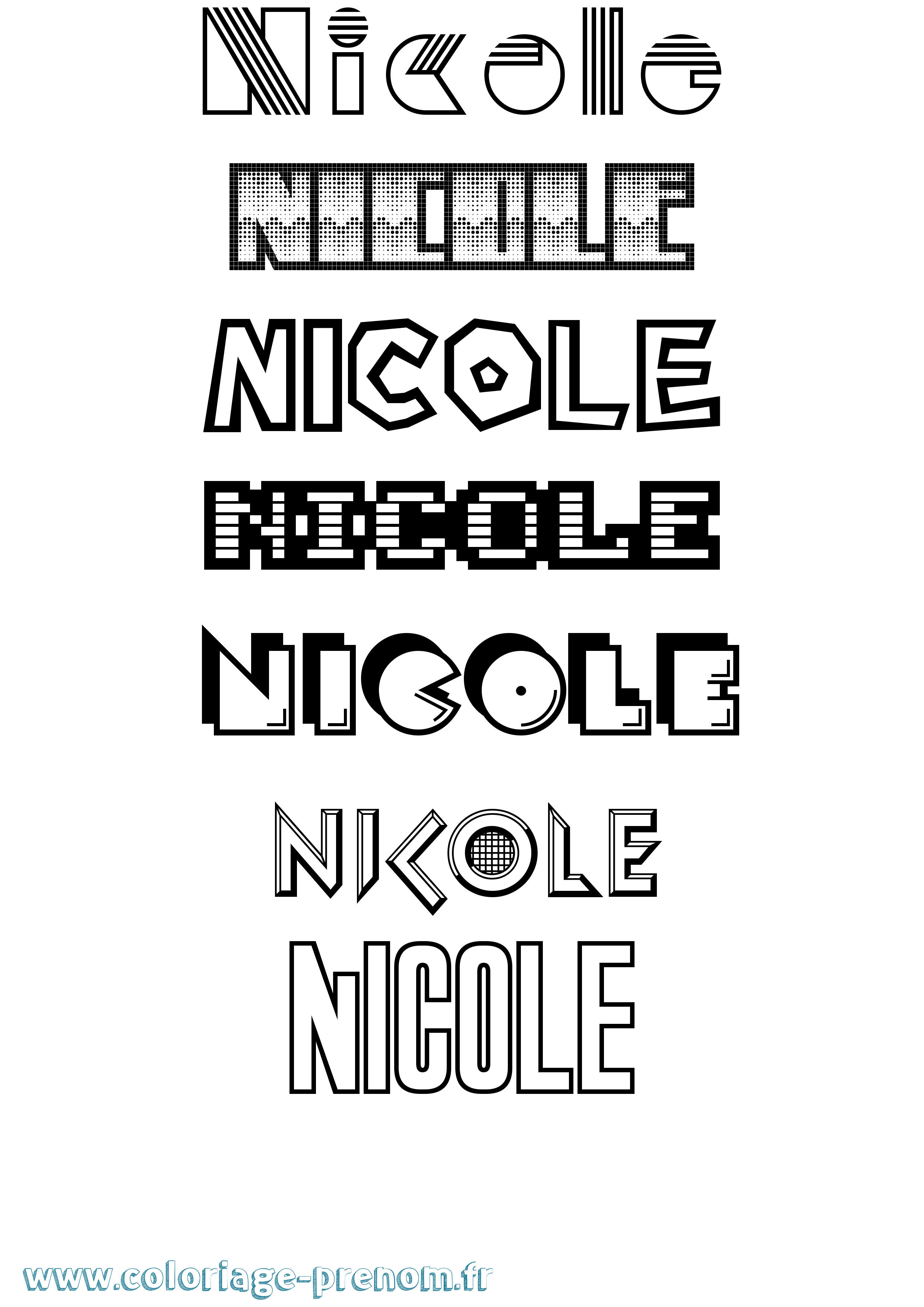 Coloriage prénom Nicole Jeux Vidéos