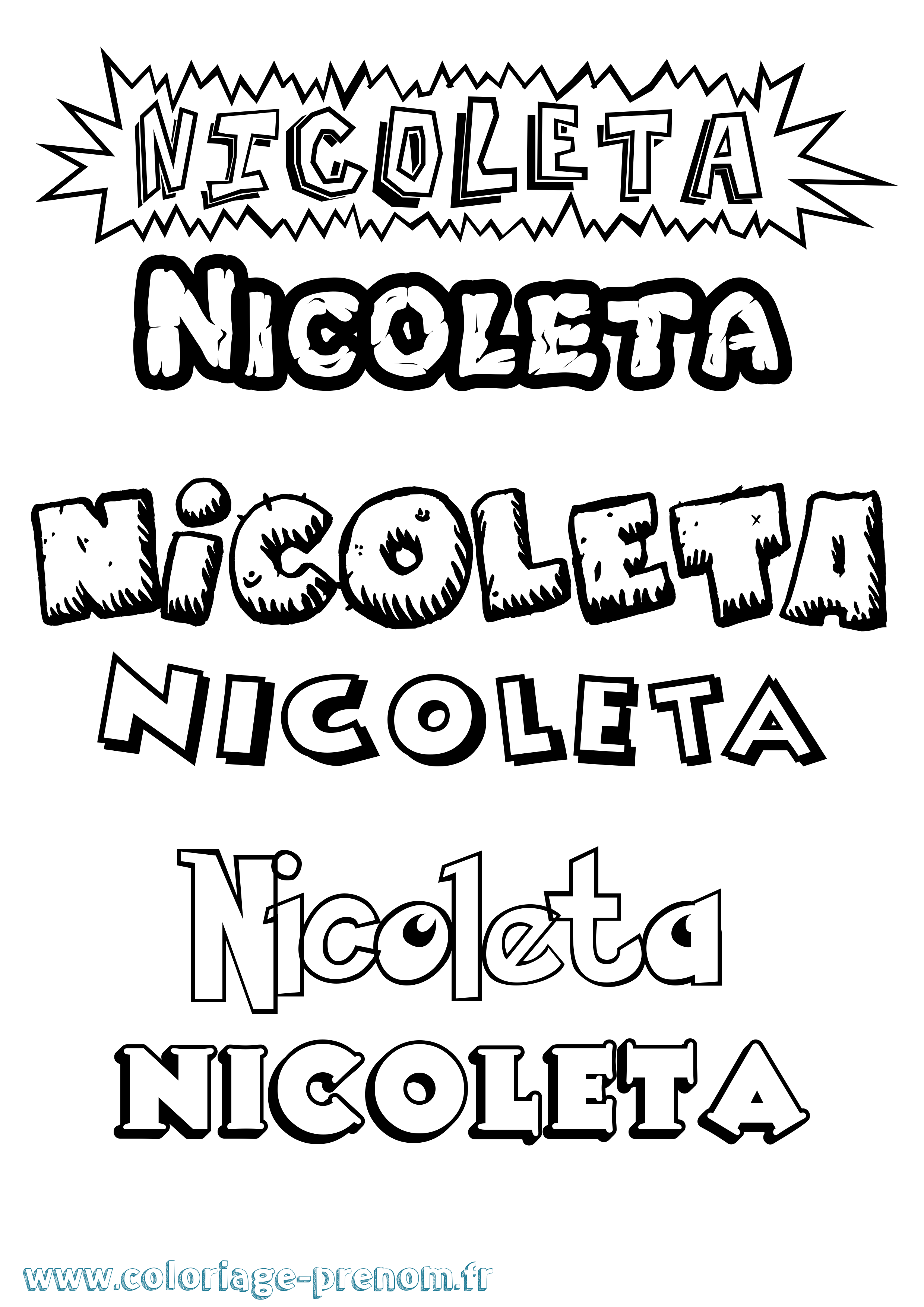 Coloriage prénom Nicoleta Dessin Animé