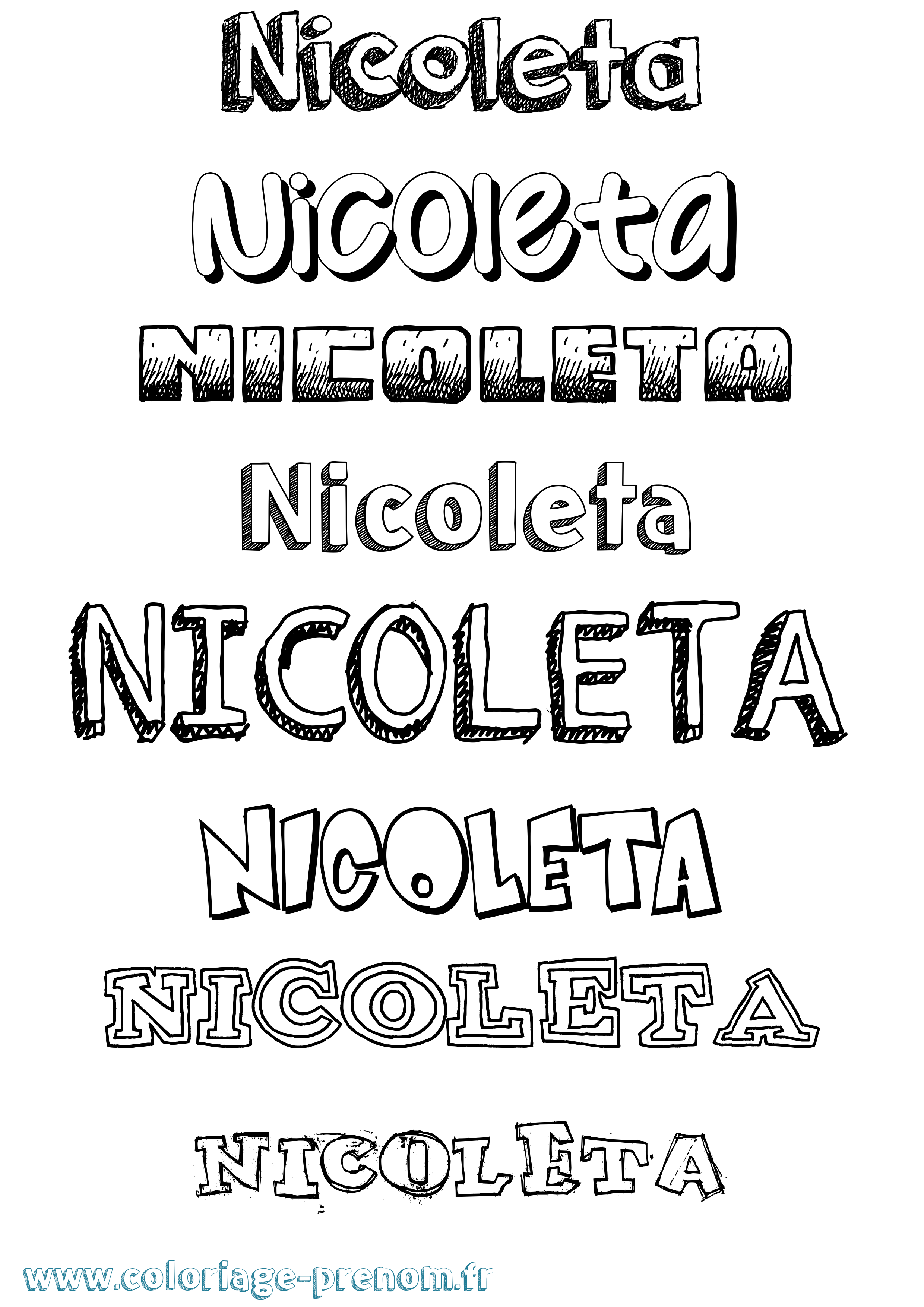 Coloriage Nicoleta Dessiné Coloriage prénom Nicoleta Dessiné