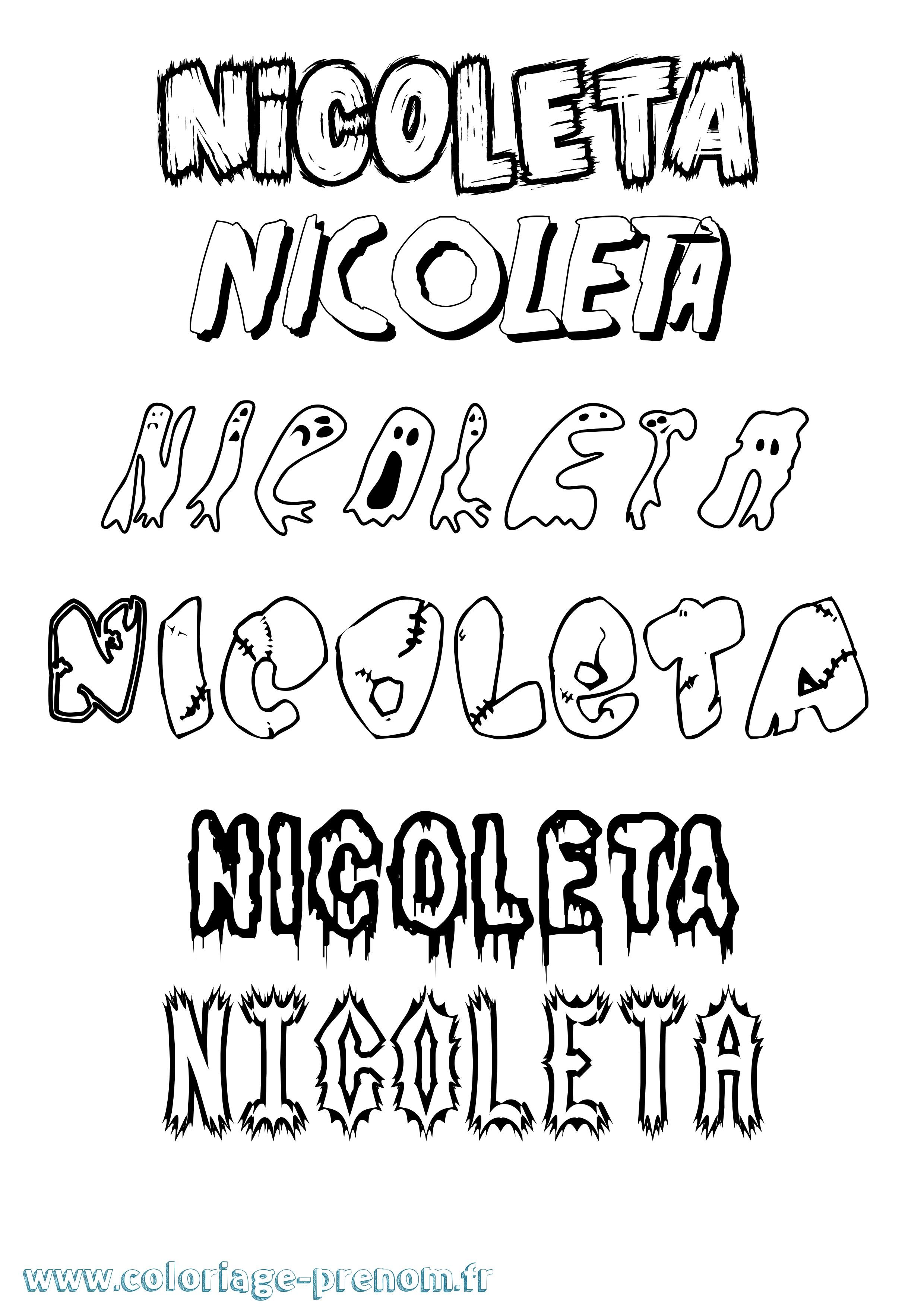 Coloriage Nicoleta Frisson Coloriage prénom Nicoleta Frisson