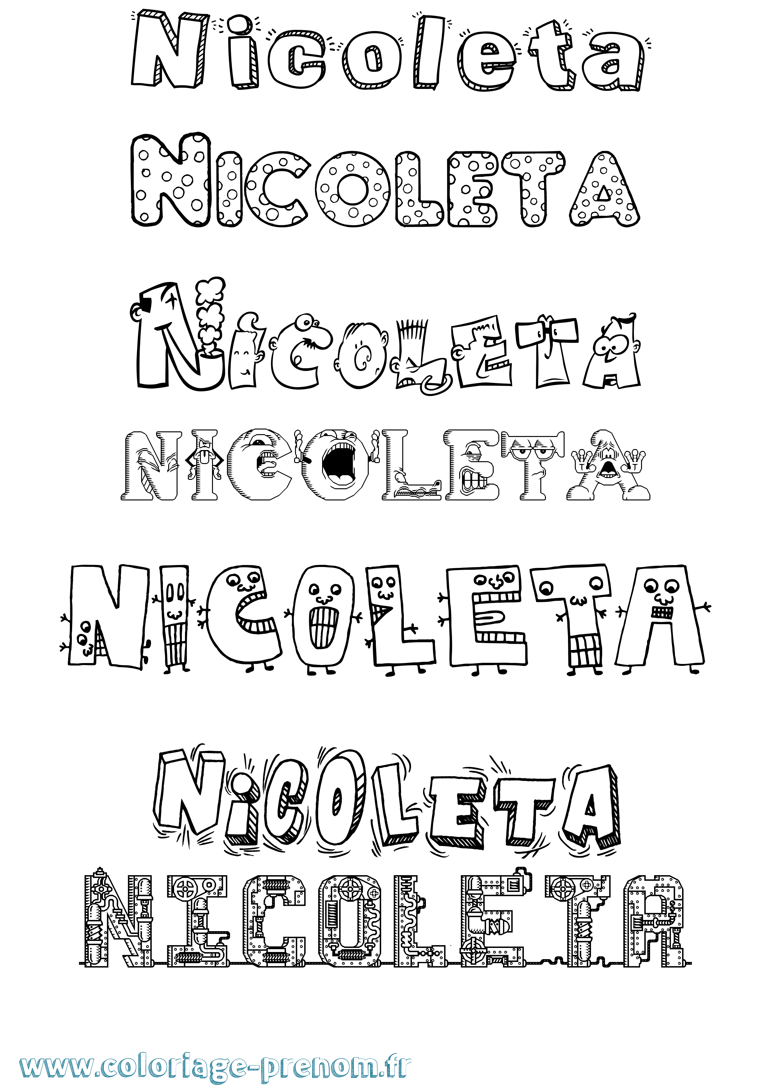 Coloriage prénom Nicoleta Fun