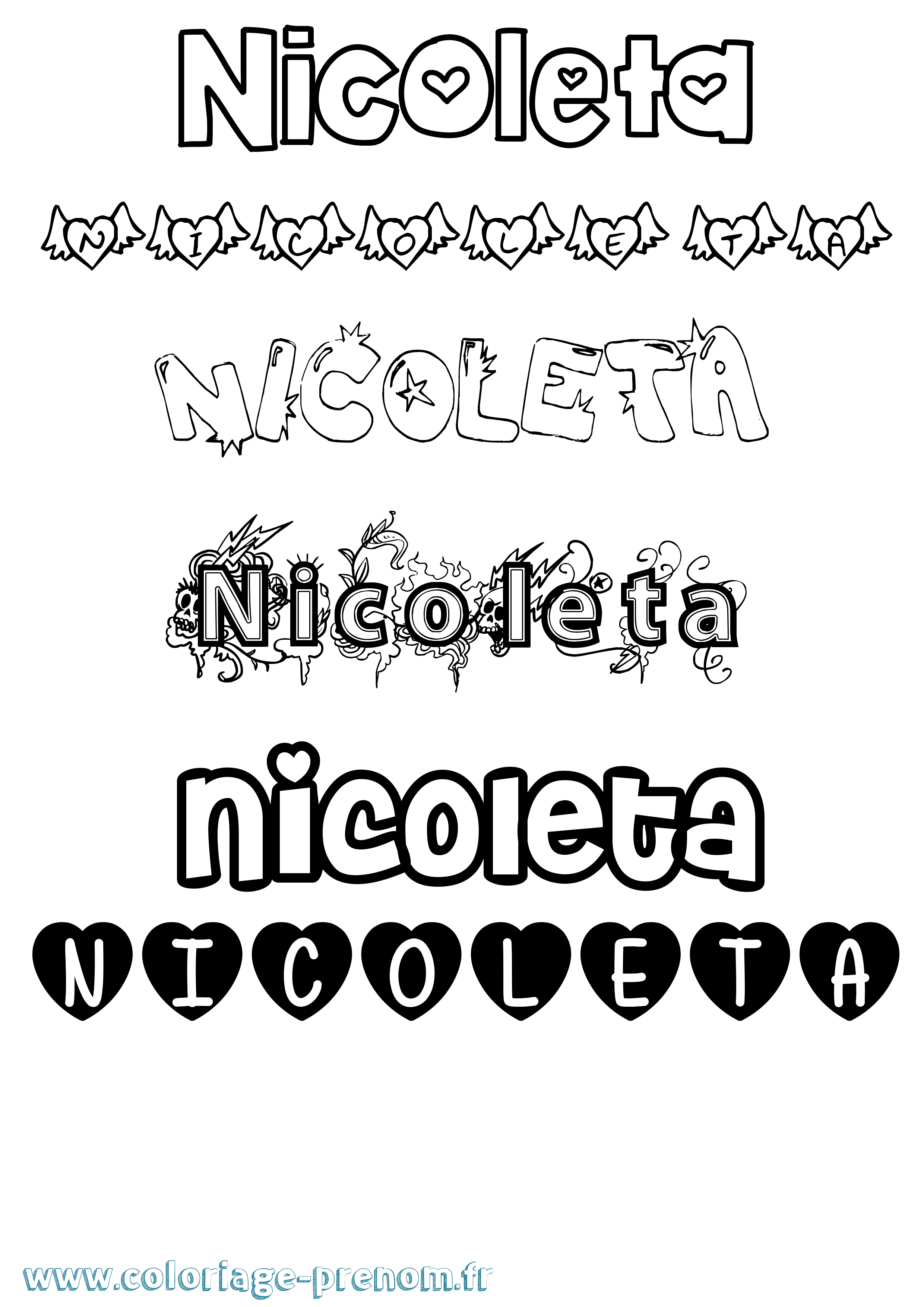 Coloriage Nicoleta Girly Coloriage prénom Nicoleta Girly