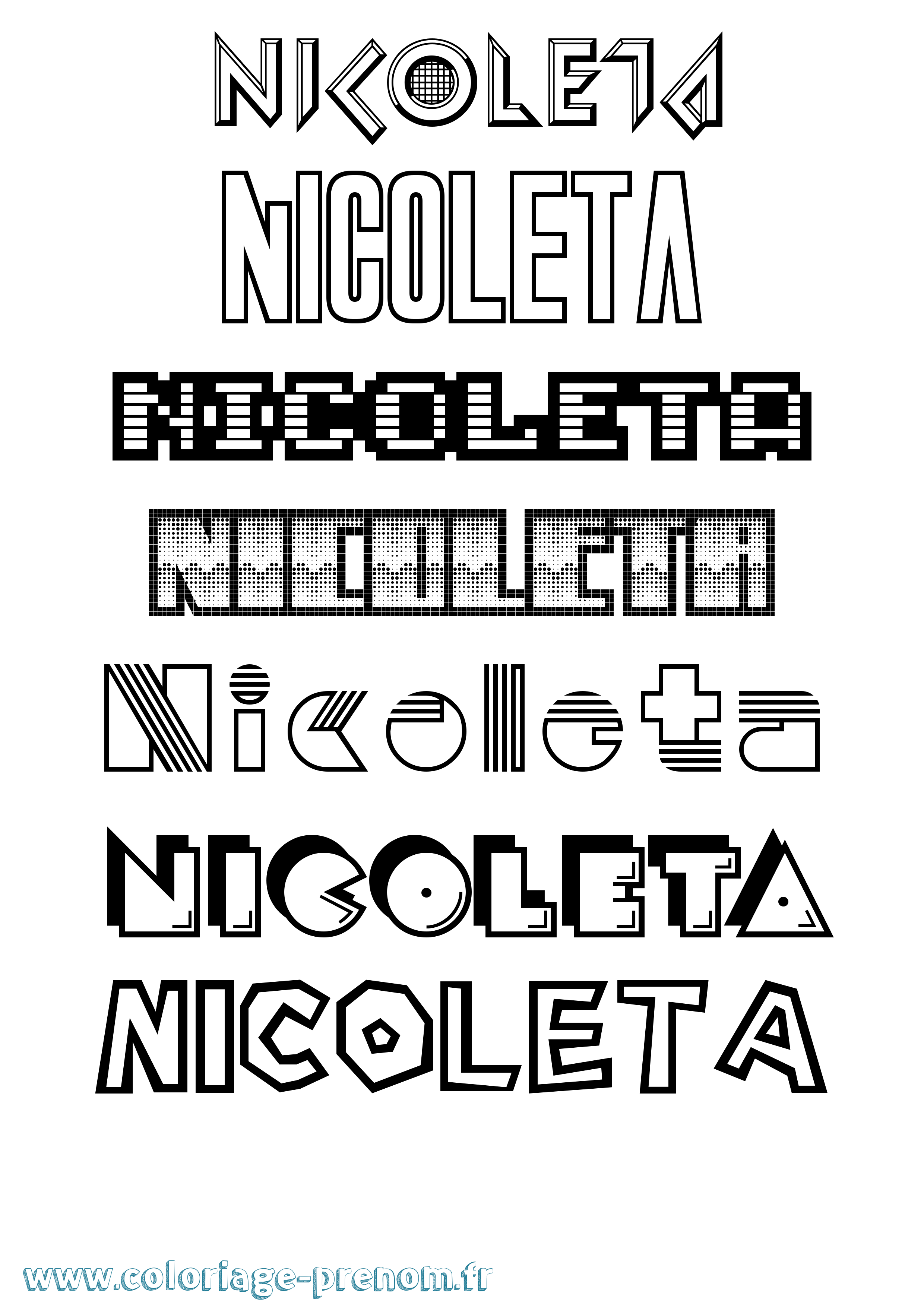 Coloriage prénom Nicoleta Jeux Vidéos
