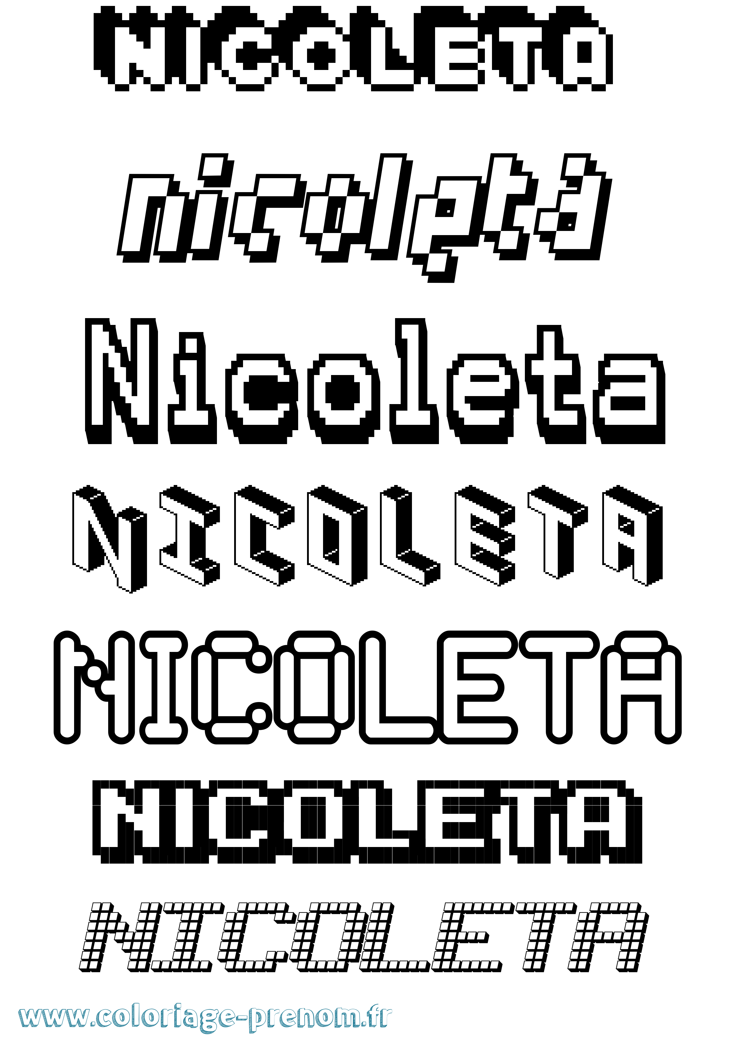 Coloriage Nicoleta Pixel Coloriage prénom Nicoleta Pixel