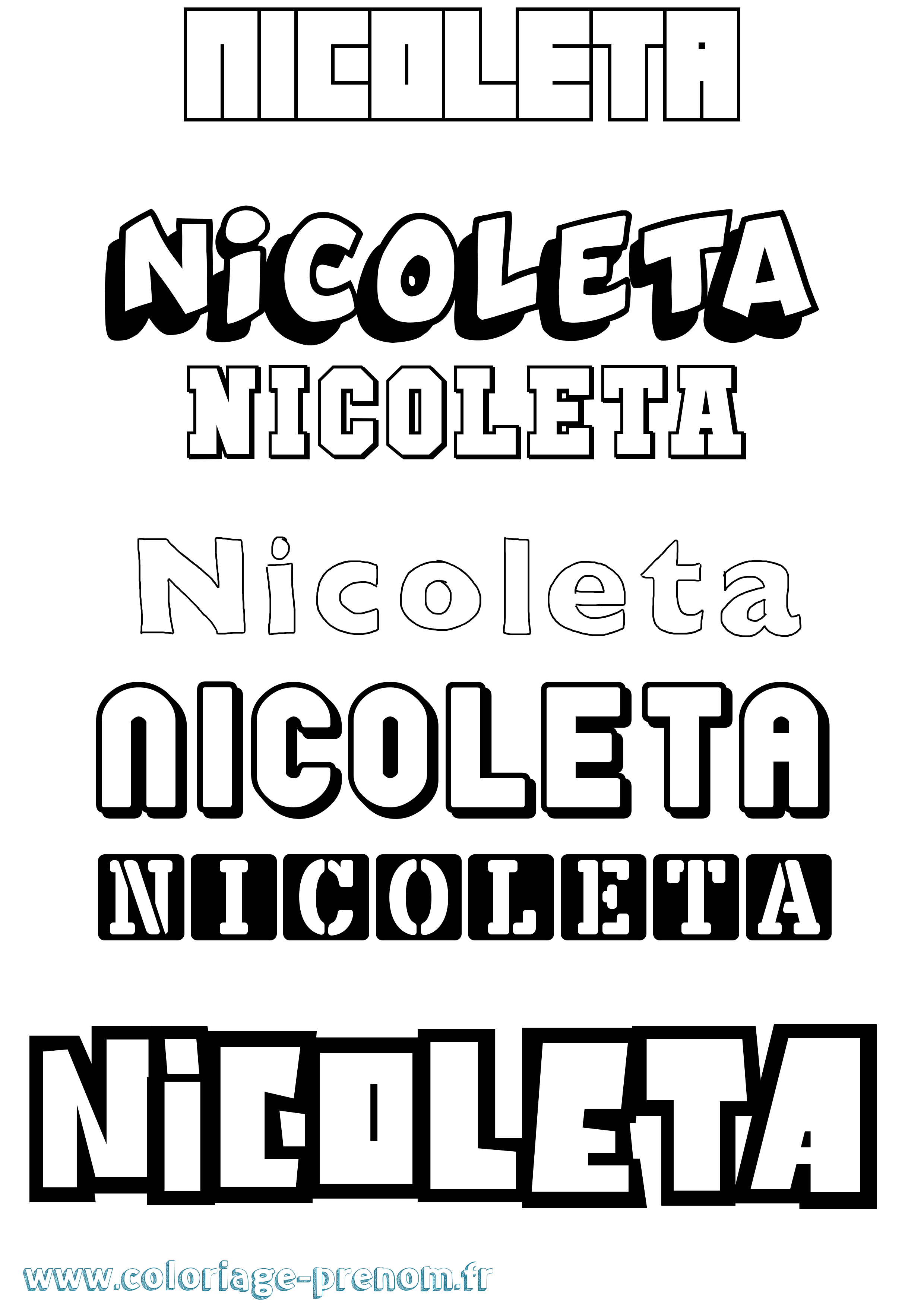Coloriage Nicoleta Simple Coloriage prénom Nicoleta Simple