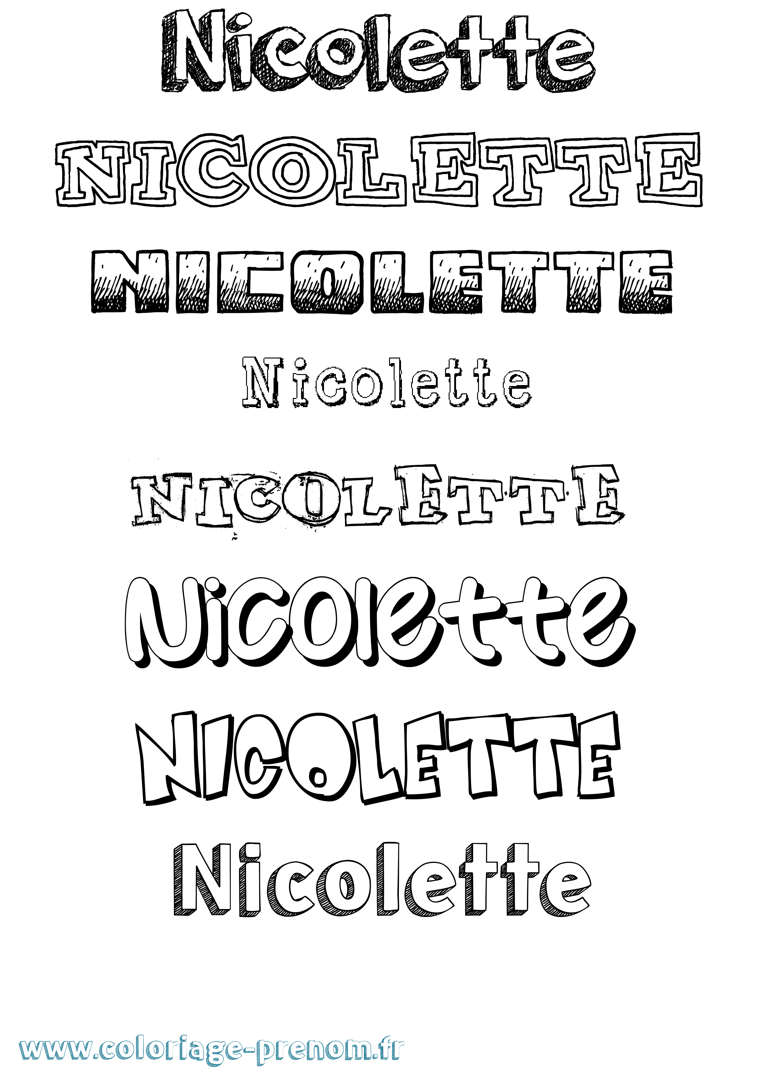 Coloriage prénom Nicolette Dessiné