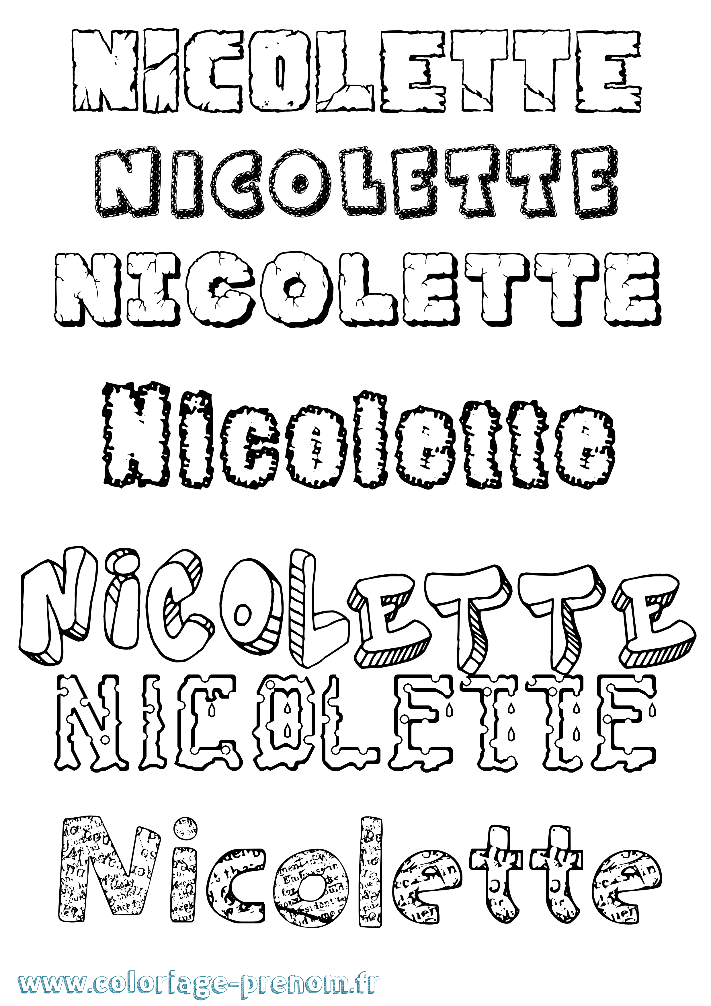 Coloriage prénom Nicolette Destructuré