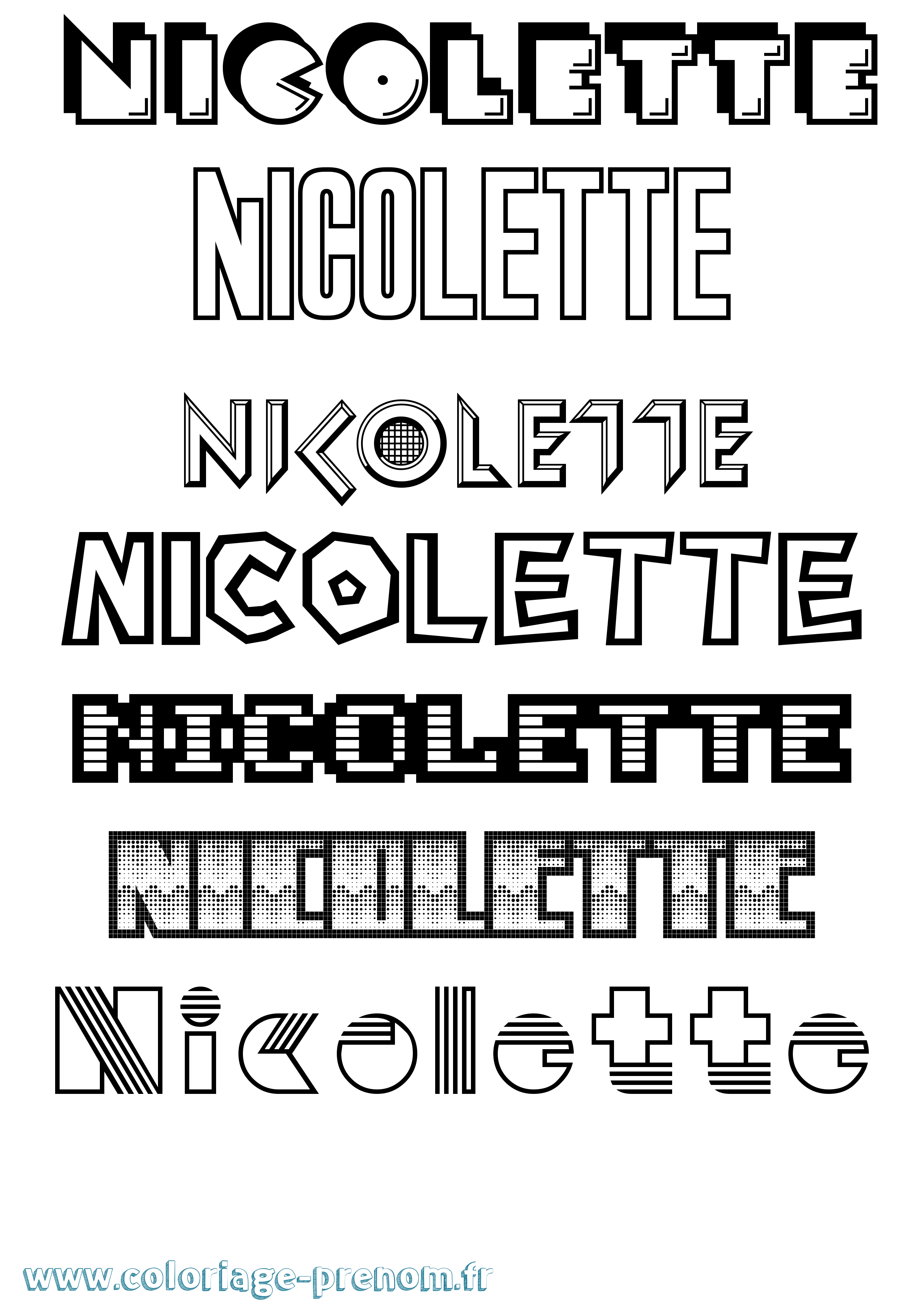 Coloriage prénom Nicolette Jeux Vidéos