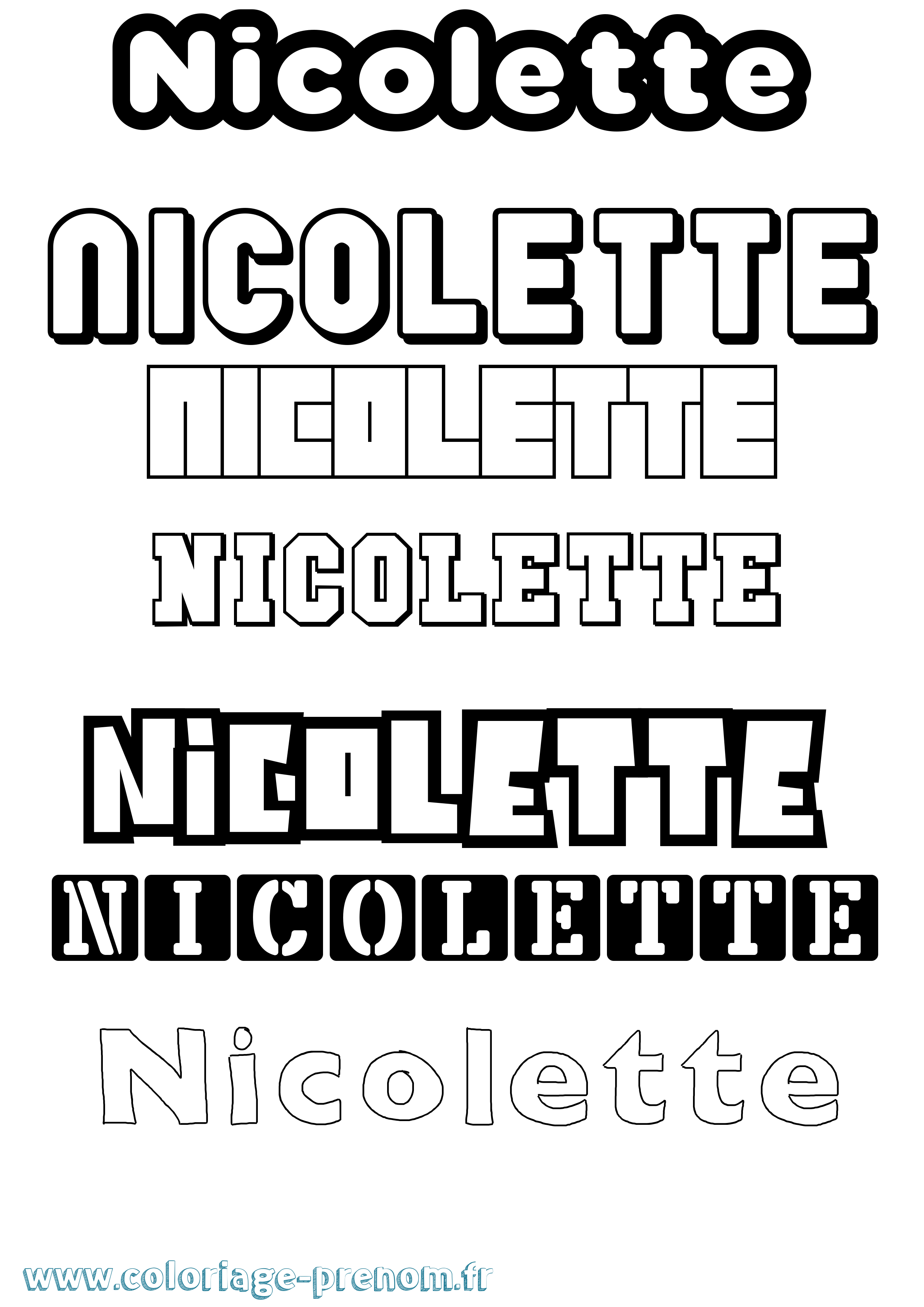 Coloriage prénom Nicolette Simple
