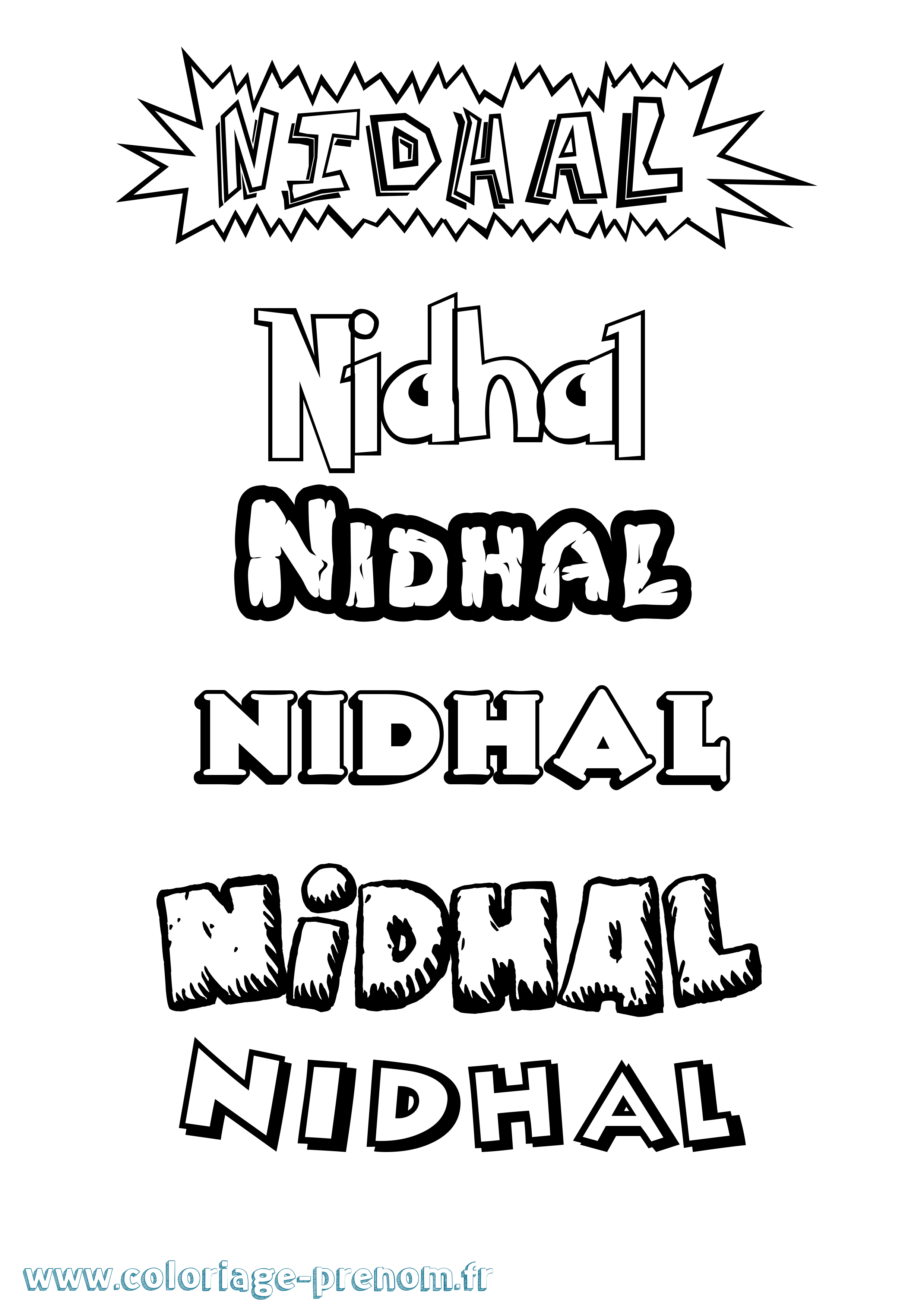 Coloriage prénom Nidhal Dessin Animé