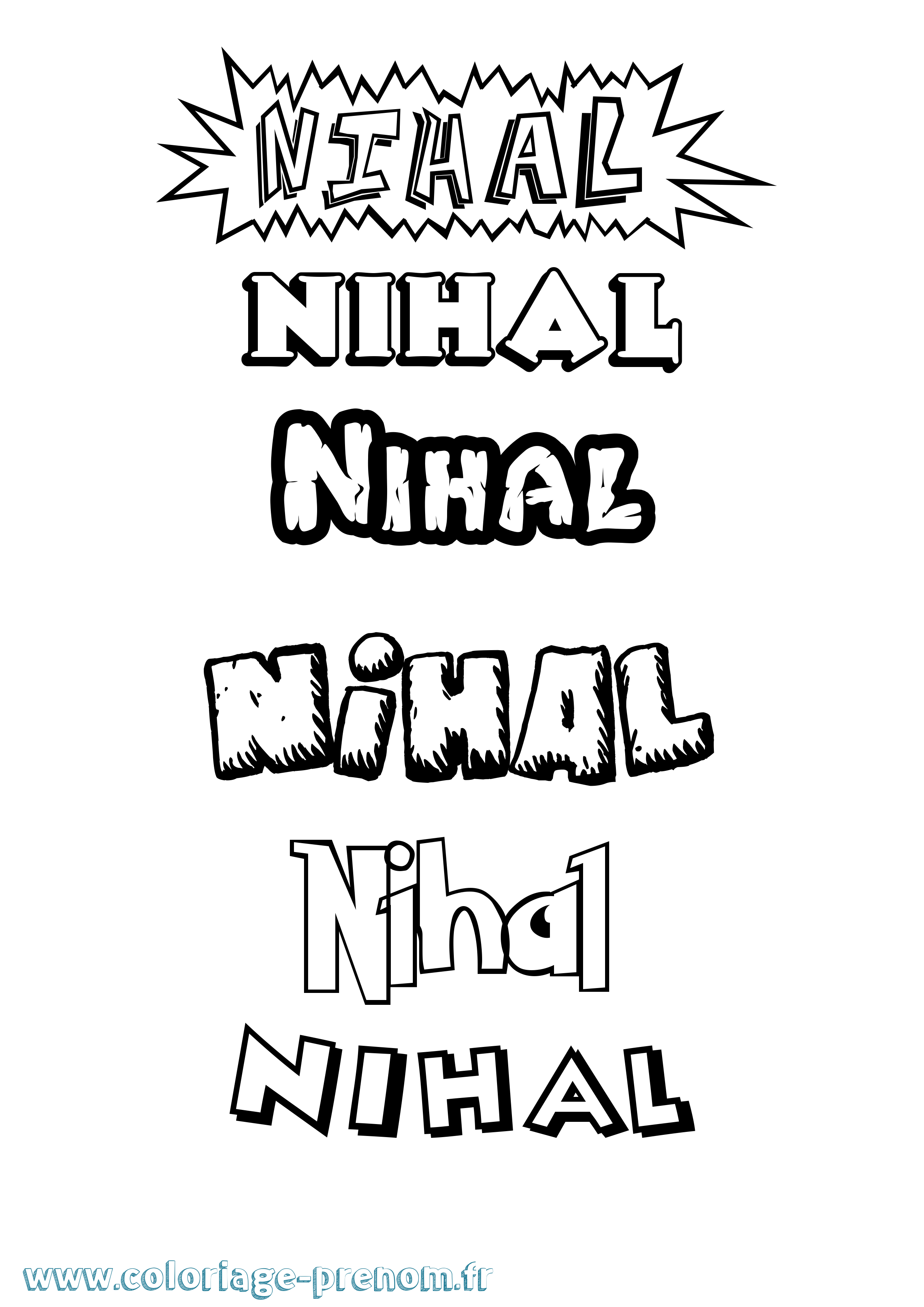 Coloriage prénom Nihal Dessin Animé