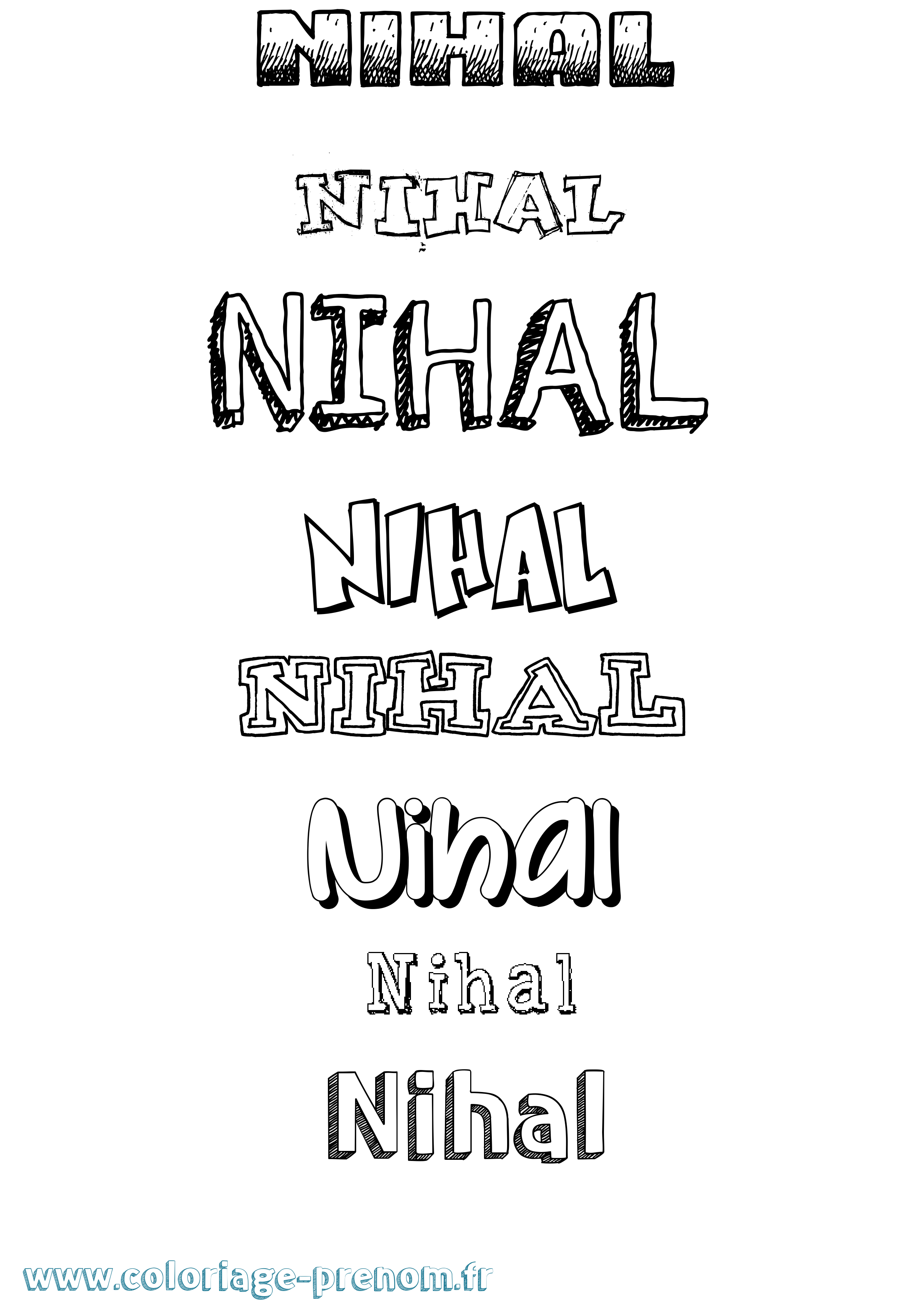 Coloriage prénom Nihal Dessiné