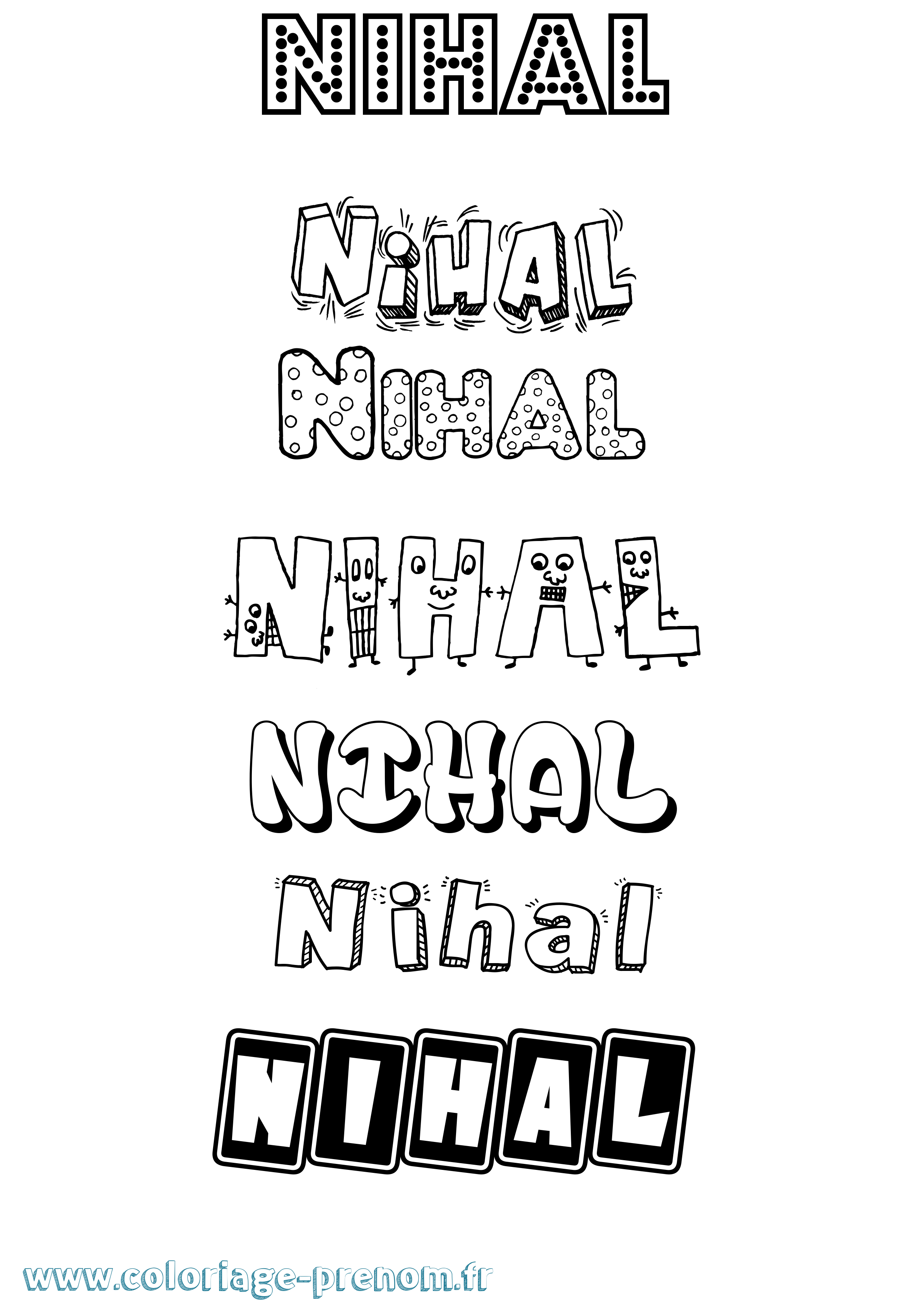 Coloriage prénom Nihal Fun