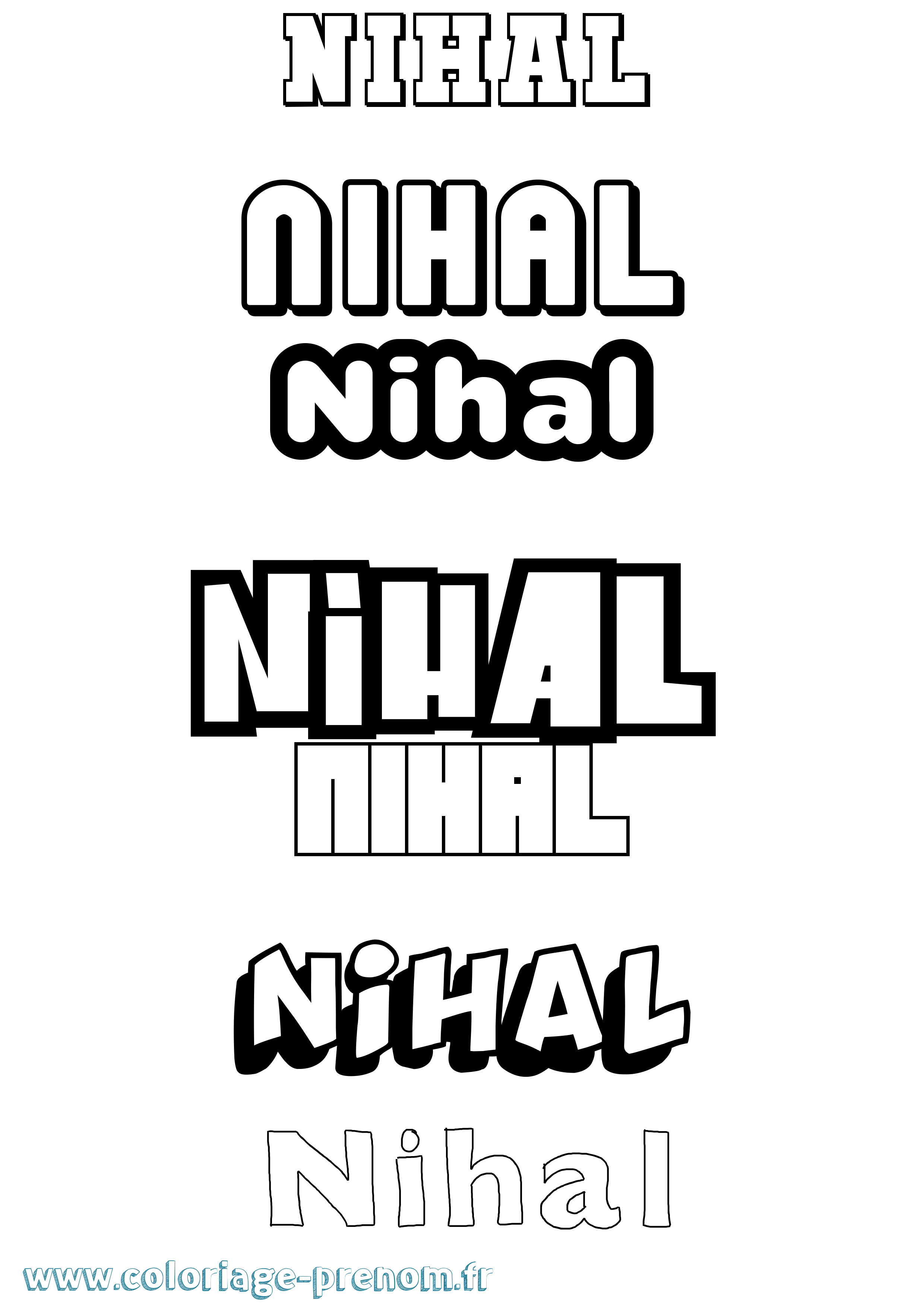 Coloriage prénom Nihal Simple