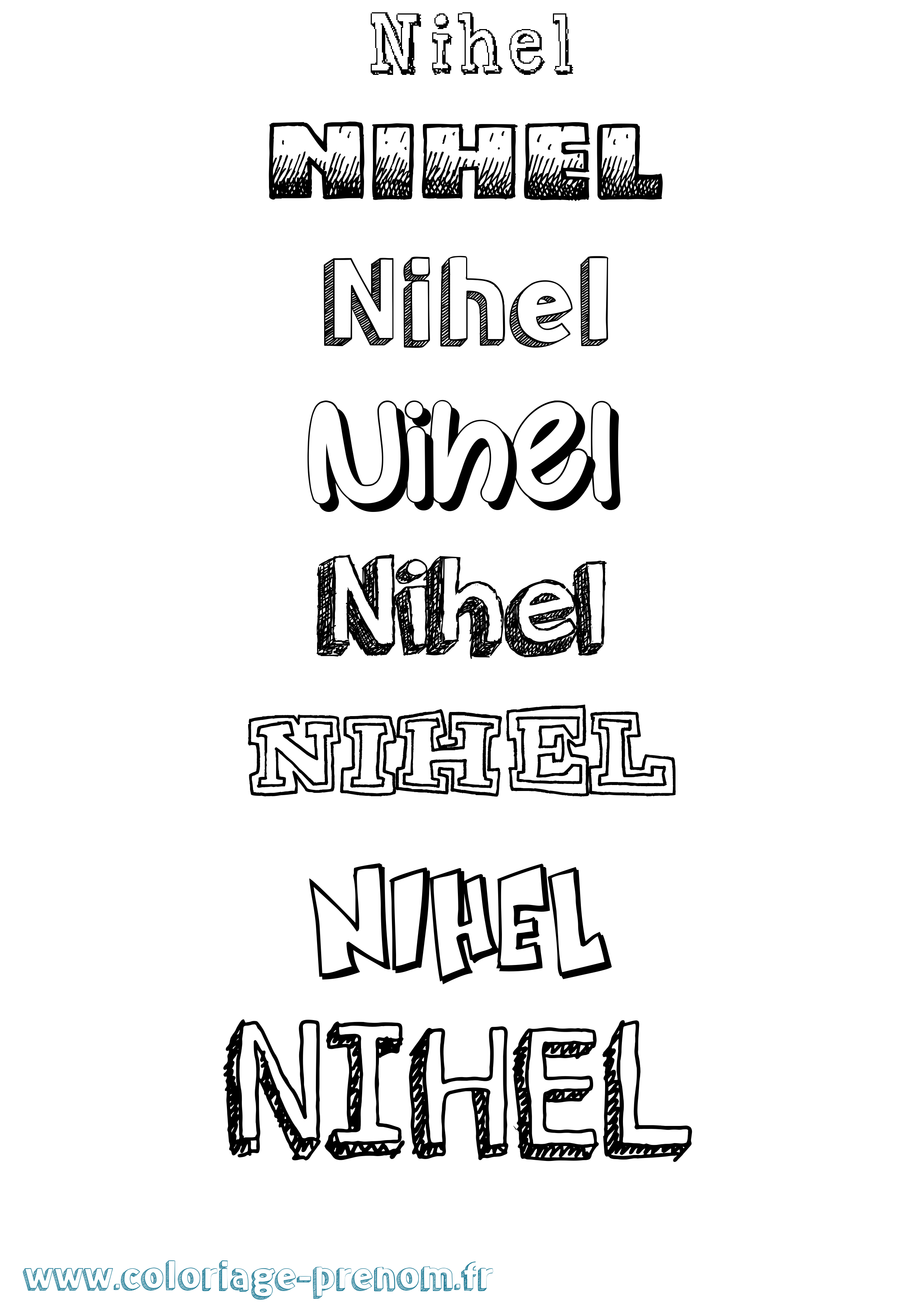 Coloriage prénom Nihel Dessiné
