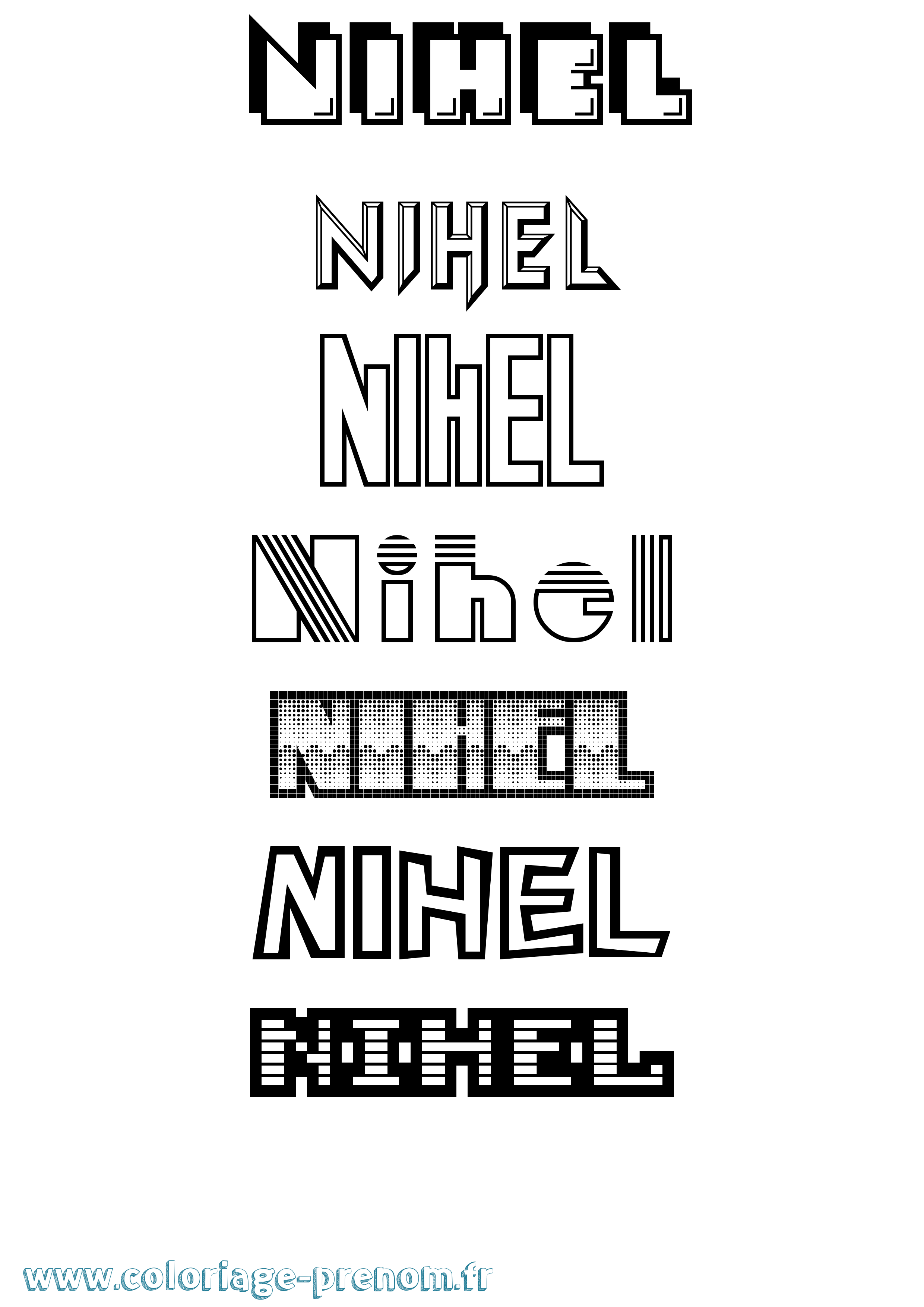 Coloriage prénom Nihel Jeux Vidéos