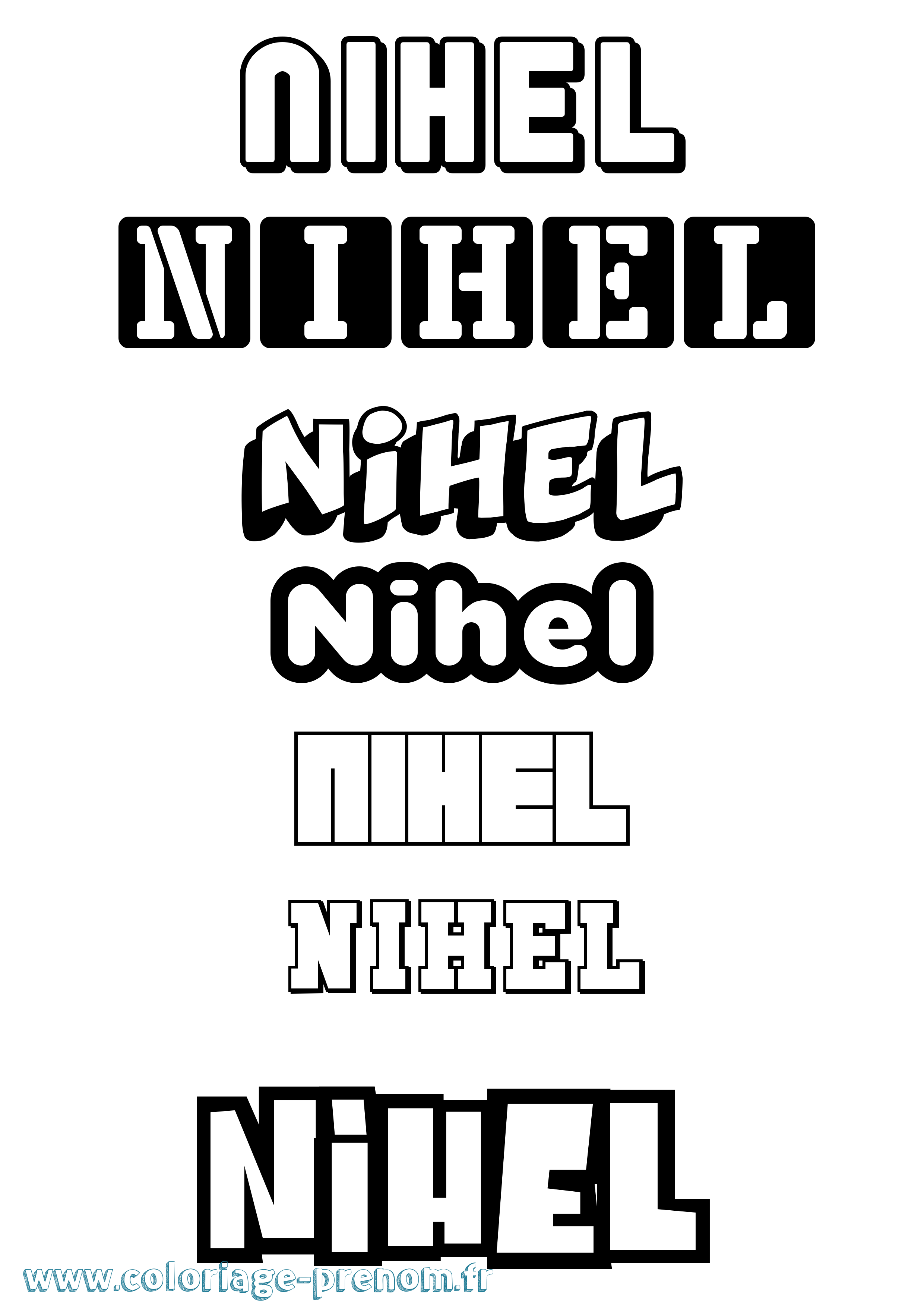 Coloriage prénom Nihel Simple
