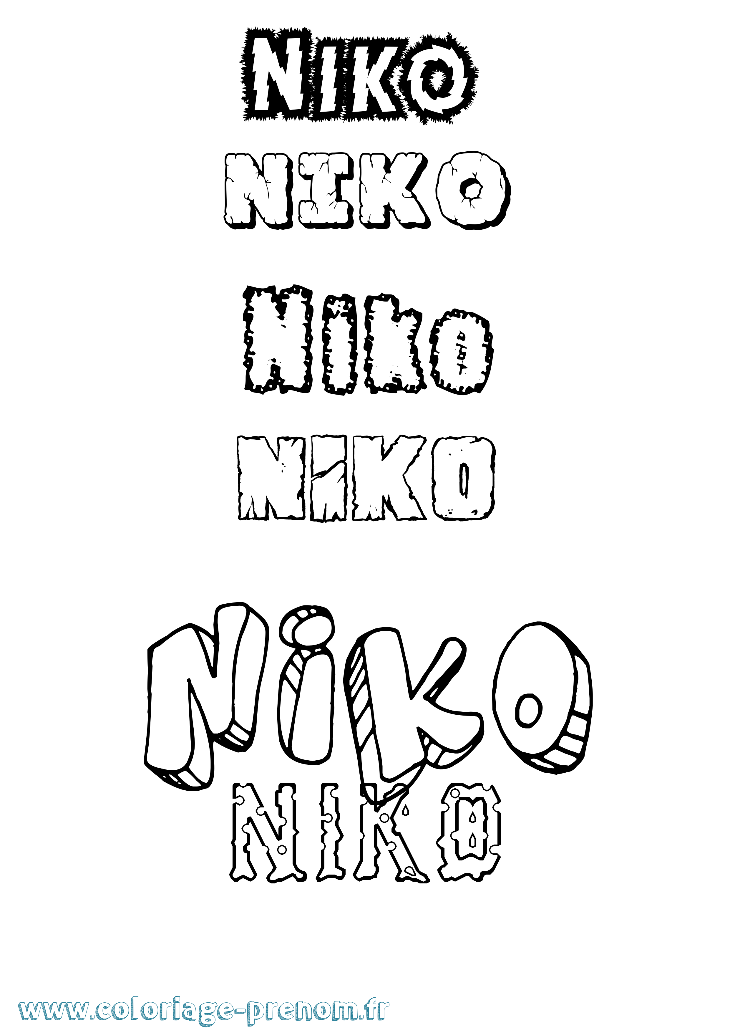 Coloriage prénom Niko Destructuré