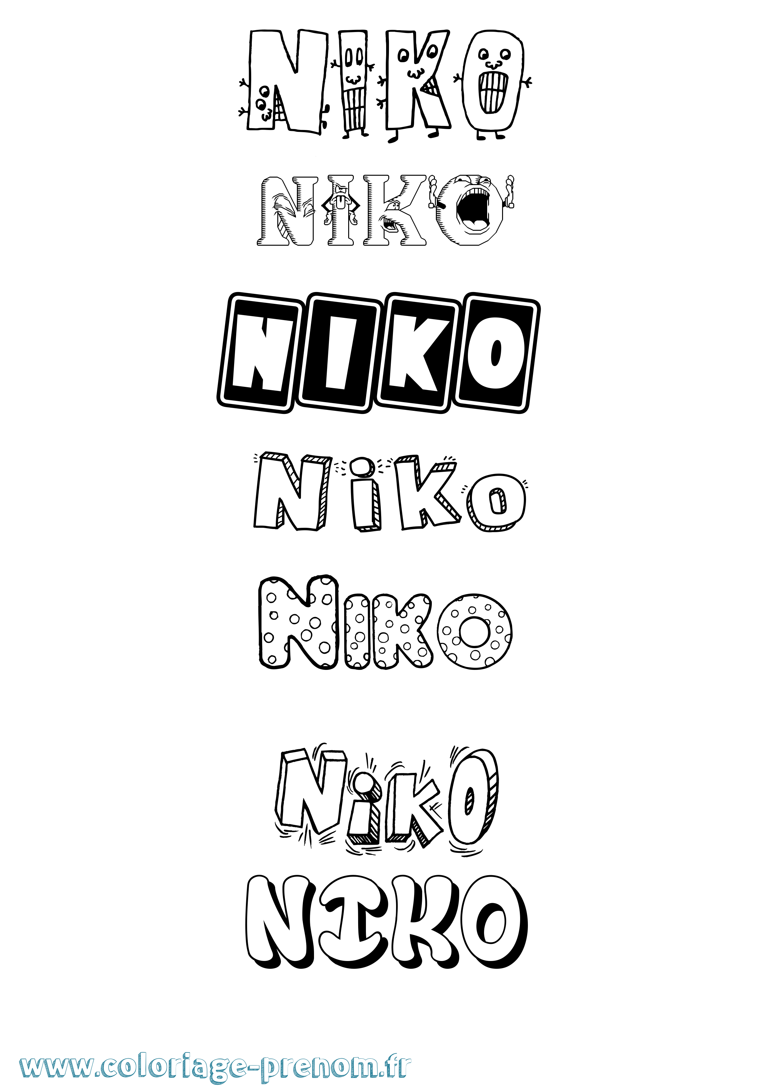 Coloriage prénom Niko Fun