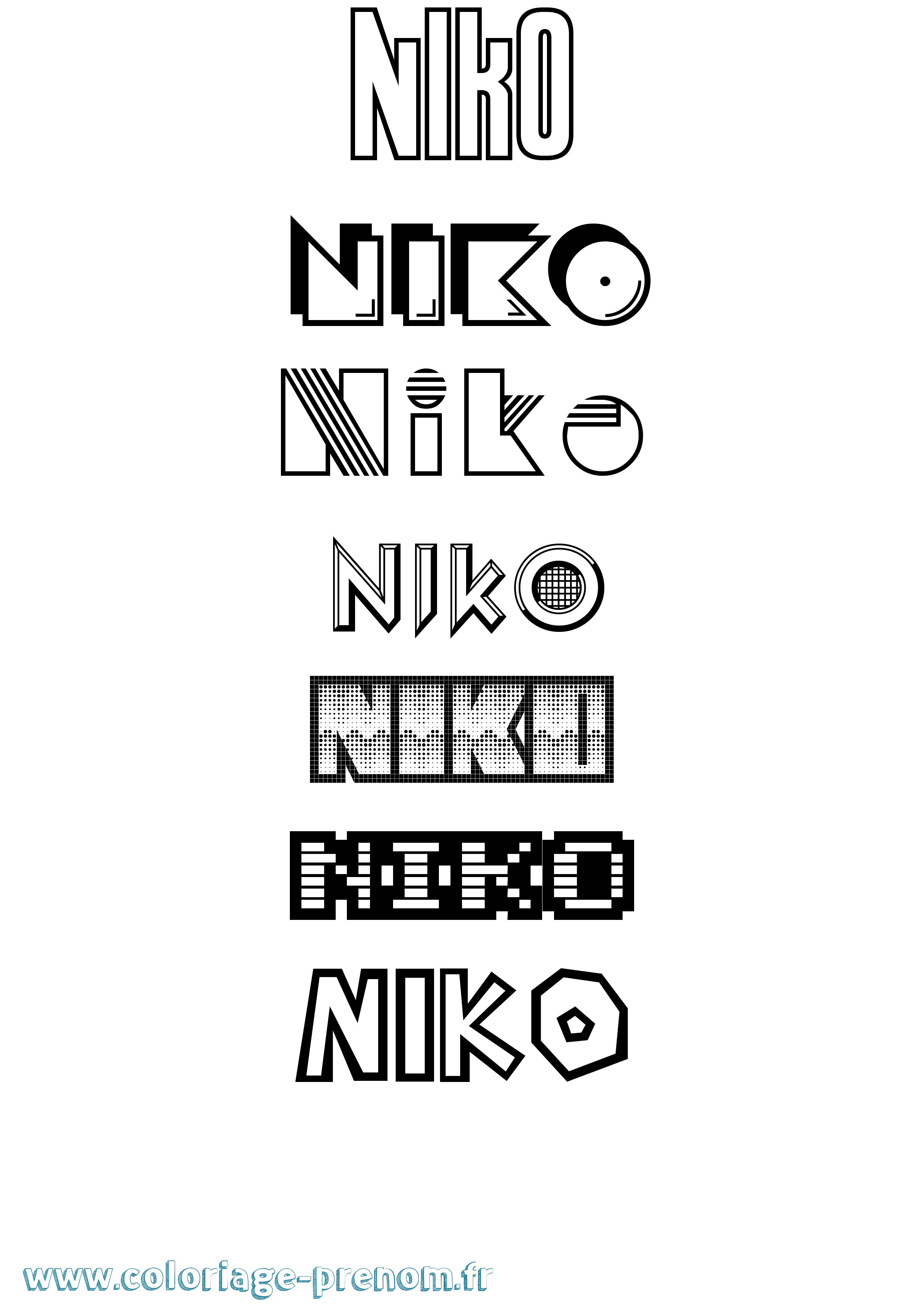 Coloriage prénom Niko Jeux Vidéos