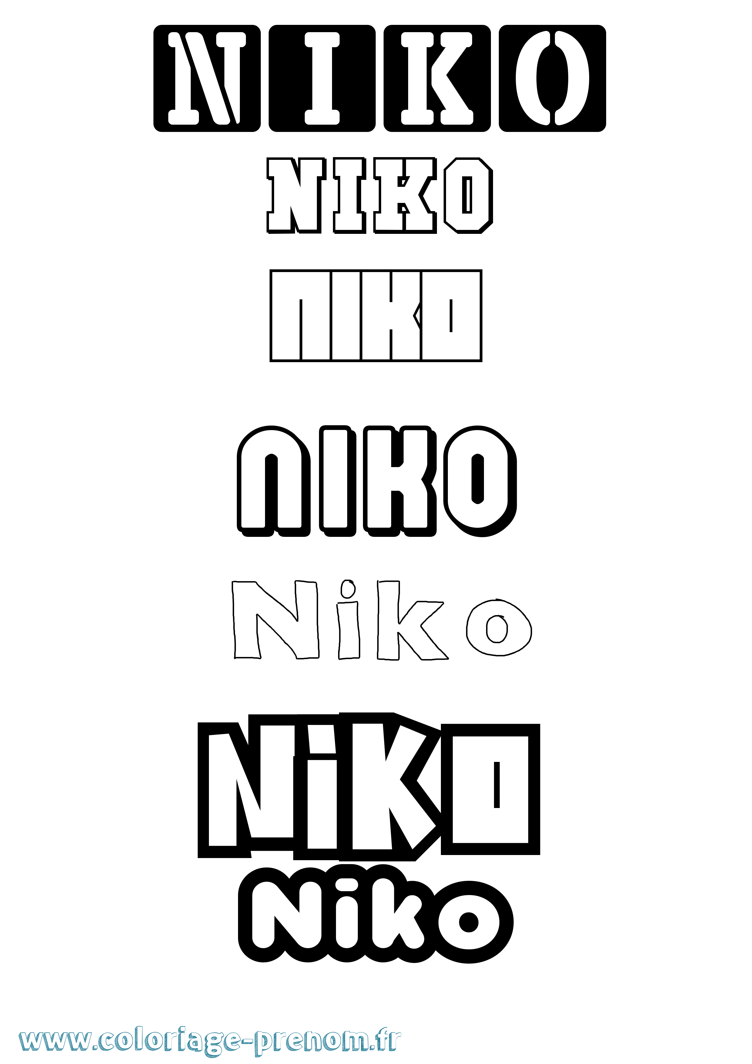 Coloriage prénom Niko Simple