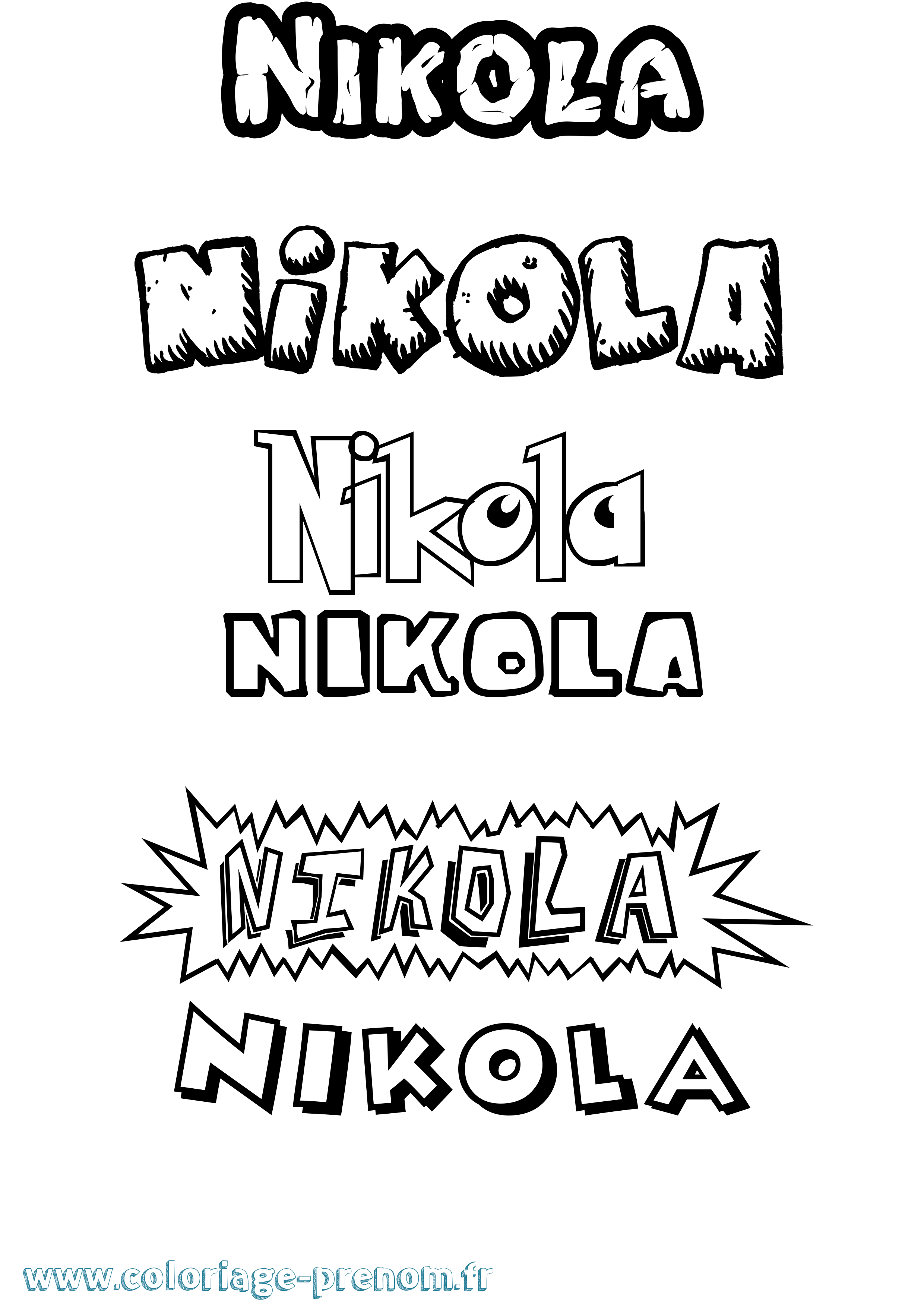 Coloriage prénom Nikola Dessin Animé