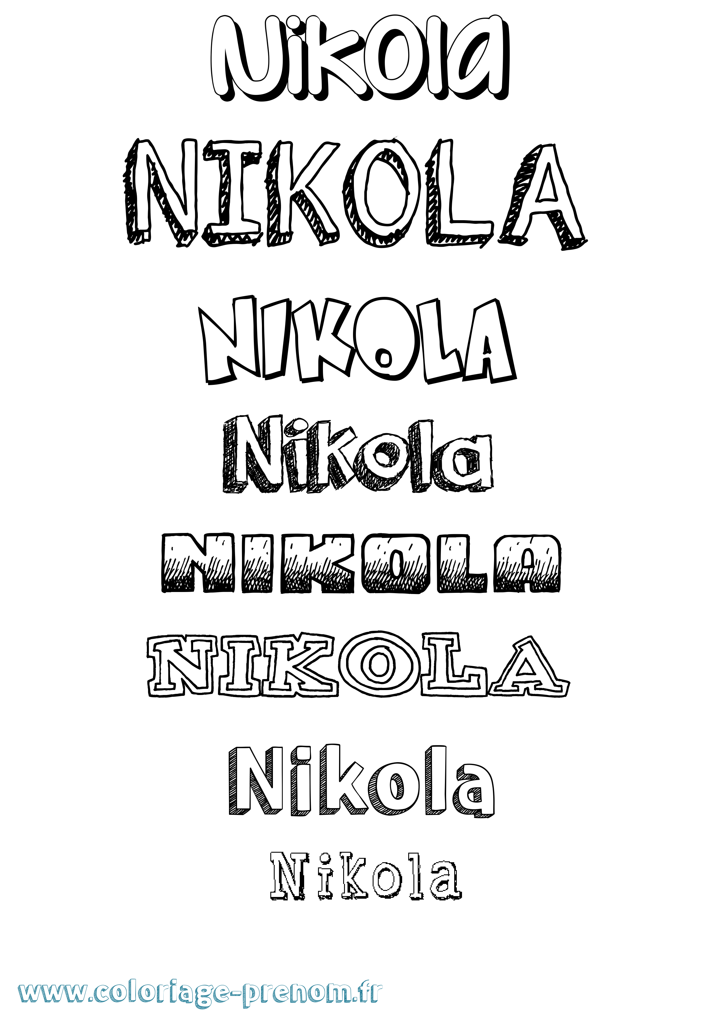 Coloriage prénom Nikola Dessiné