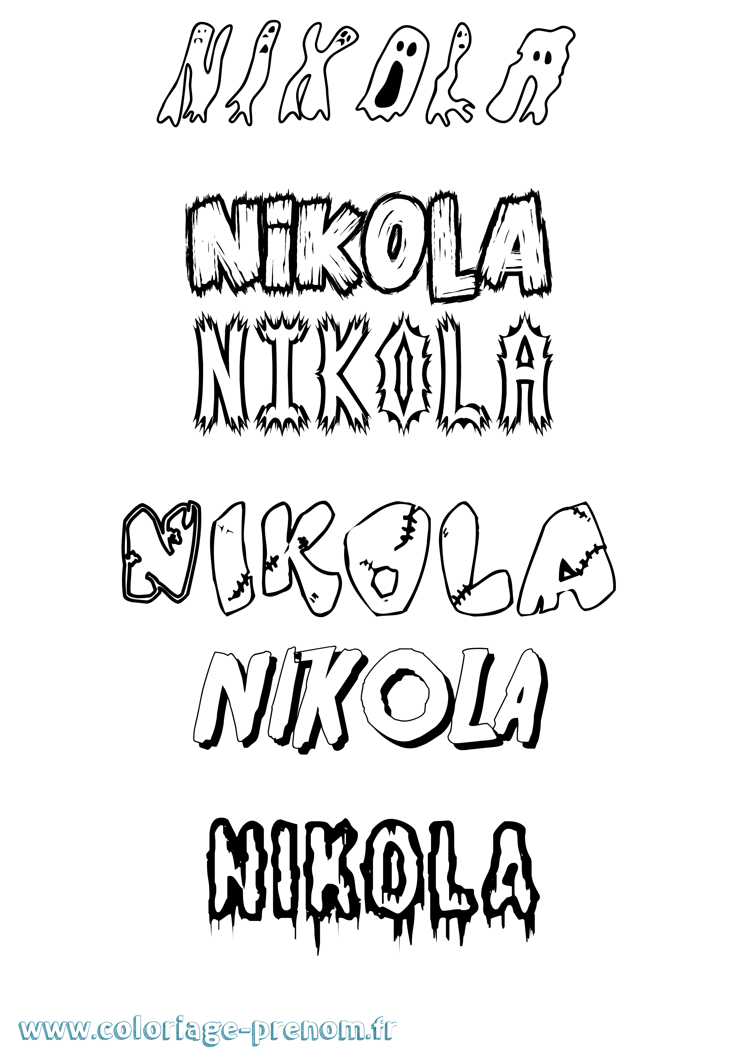 Coloriage prénom Nikola Frisson
