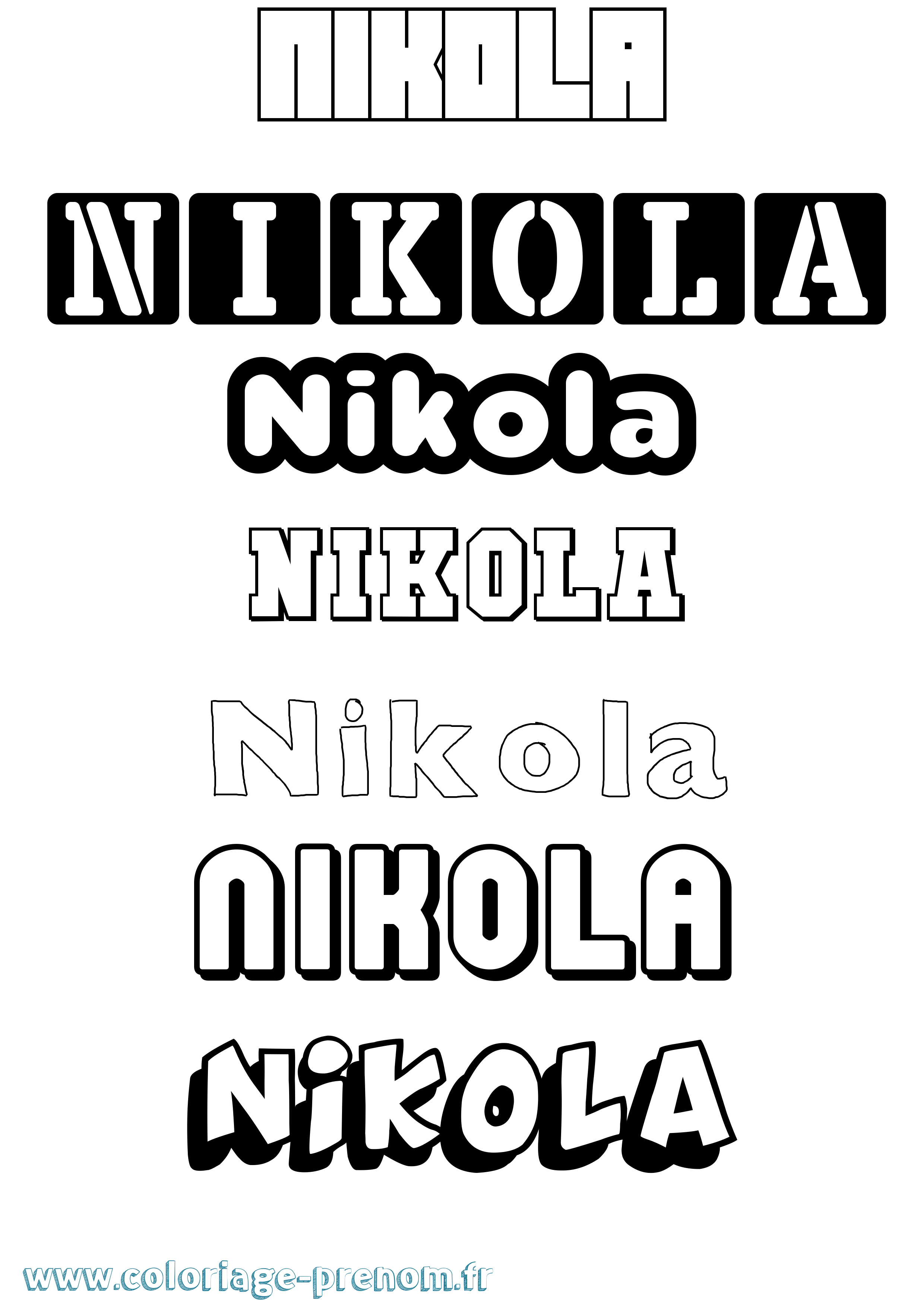 Coloriage prénom Nikola Simple