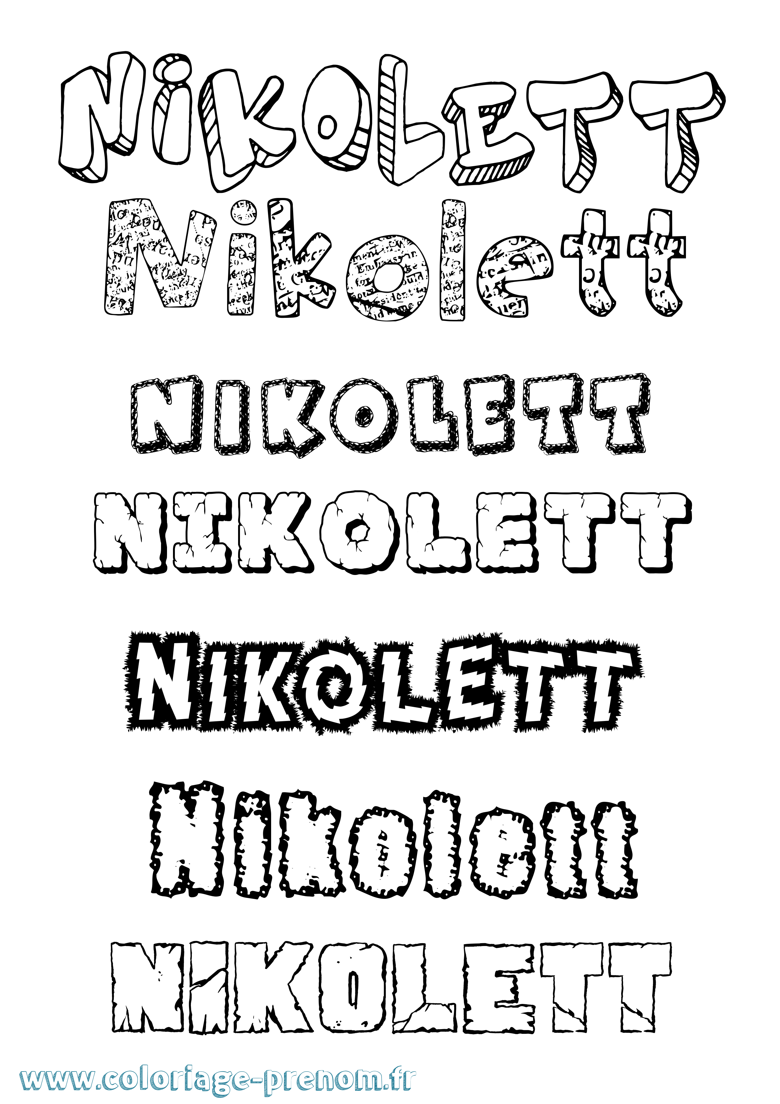 Coloriage prénom Nikolett Destructuré