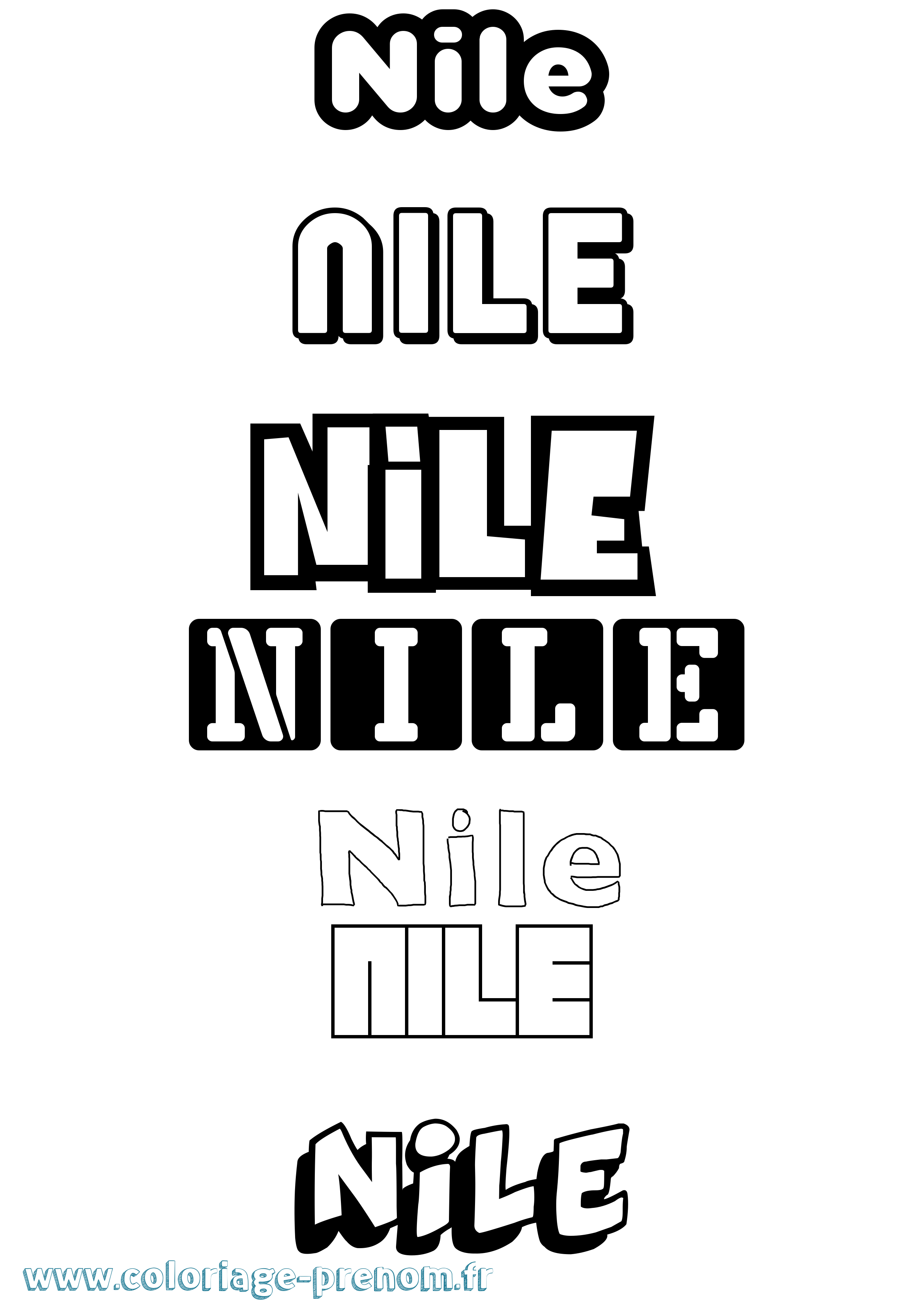 Coloriage prénom Nile Simple