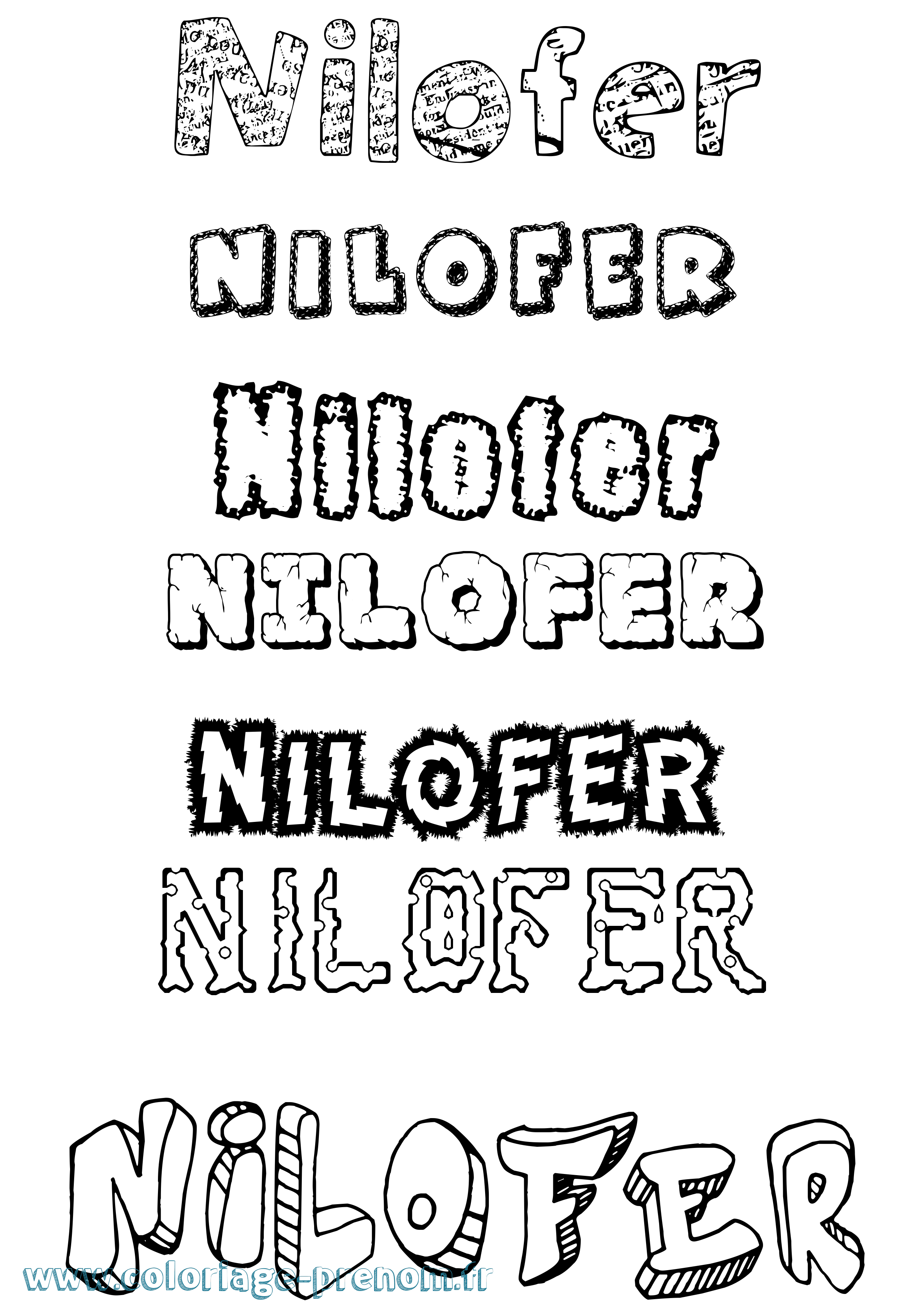 Coloriage prénom Nilofer Destructuré