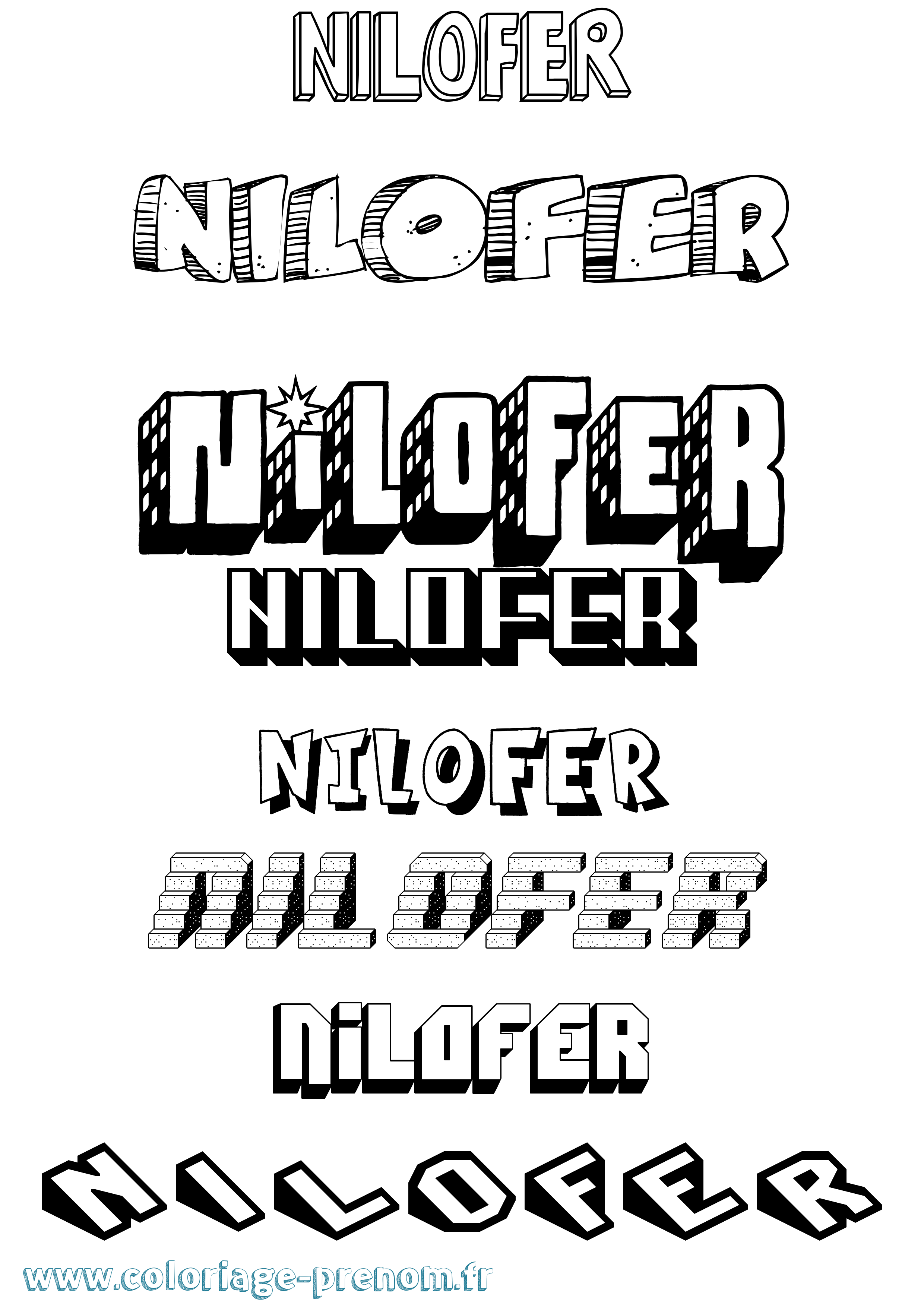 Coloriage prénom Nilofer Effet 3D
