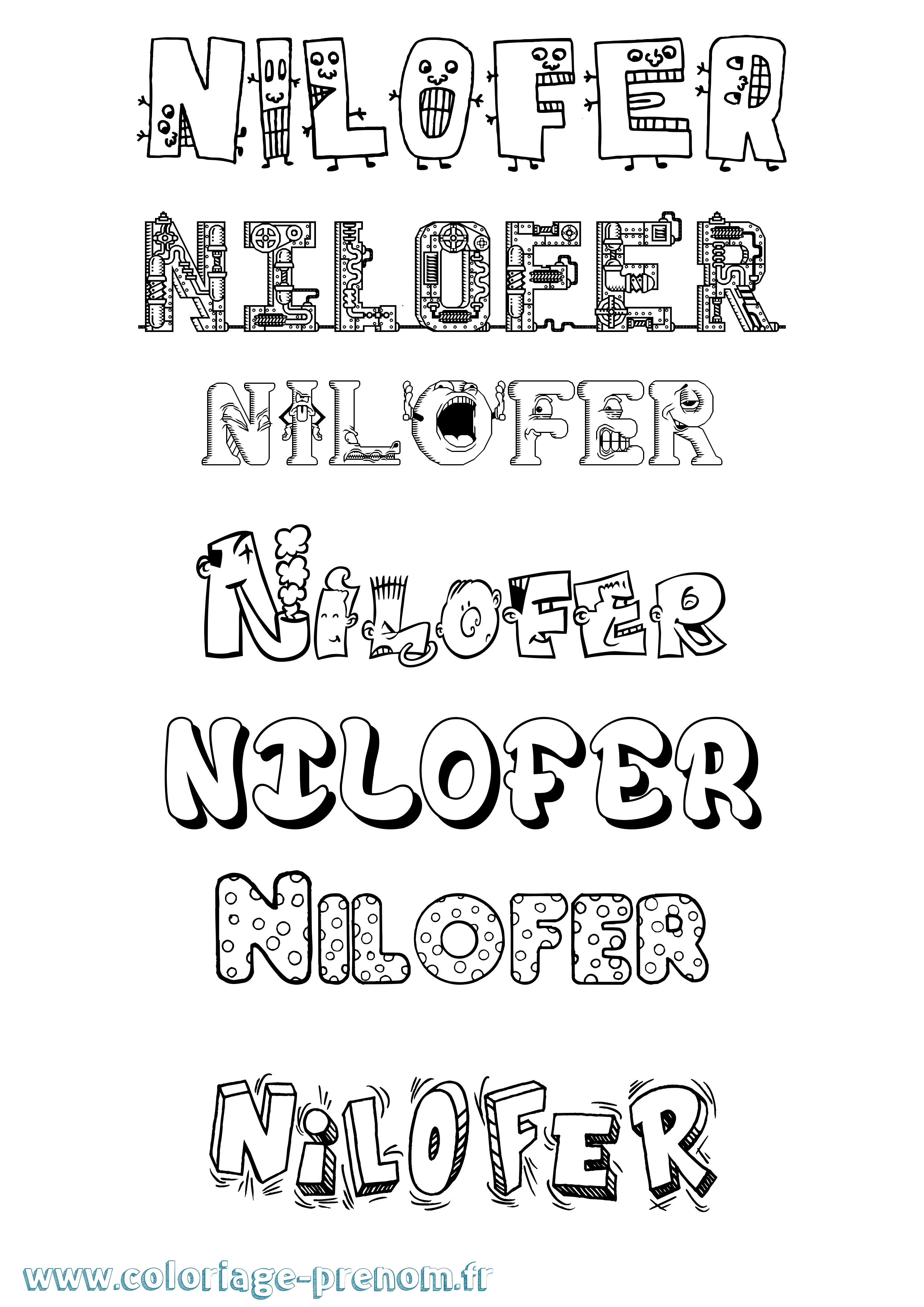 Coloriage prénom Nilofer Fun