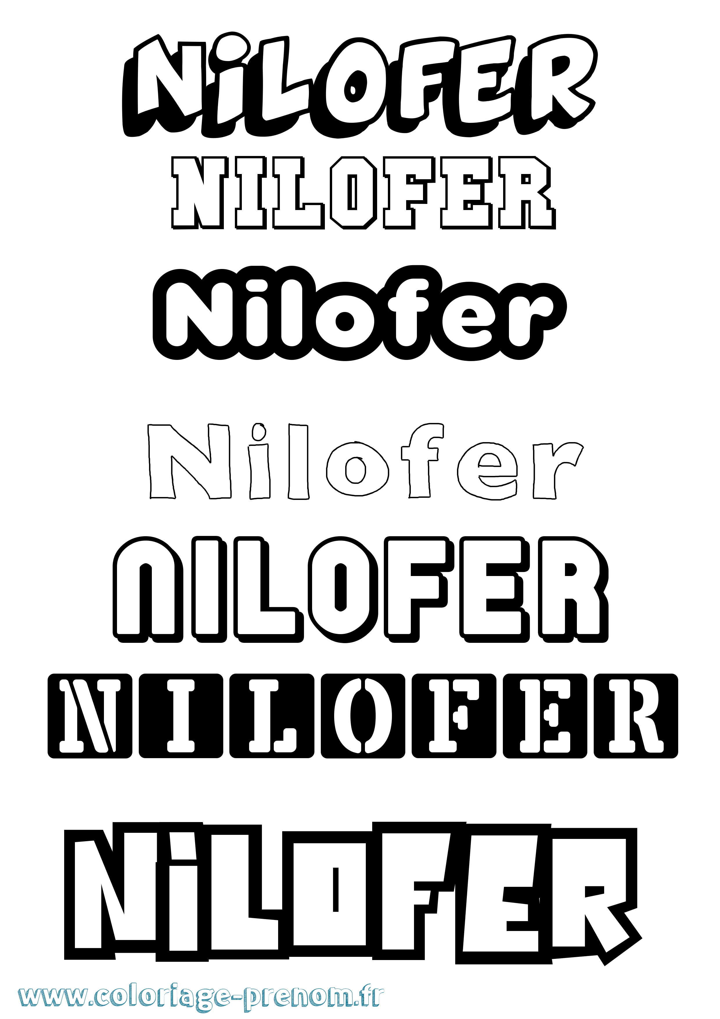 Coloriage prénom Nilofer Simple