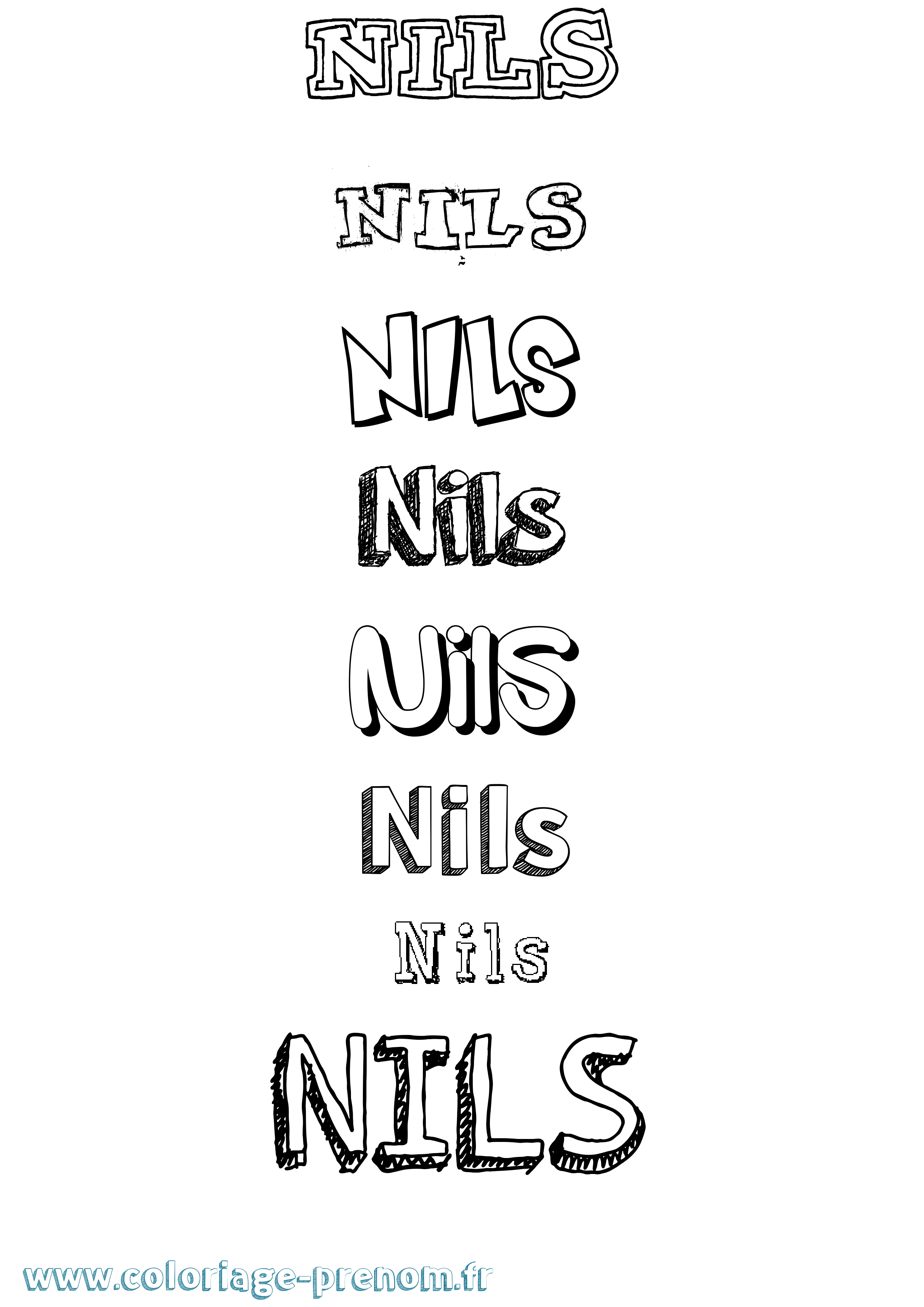 Coloriage prénom Nils Dessiné