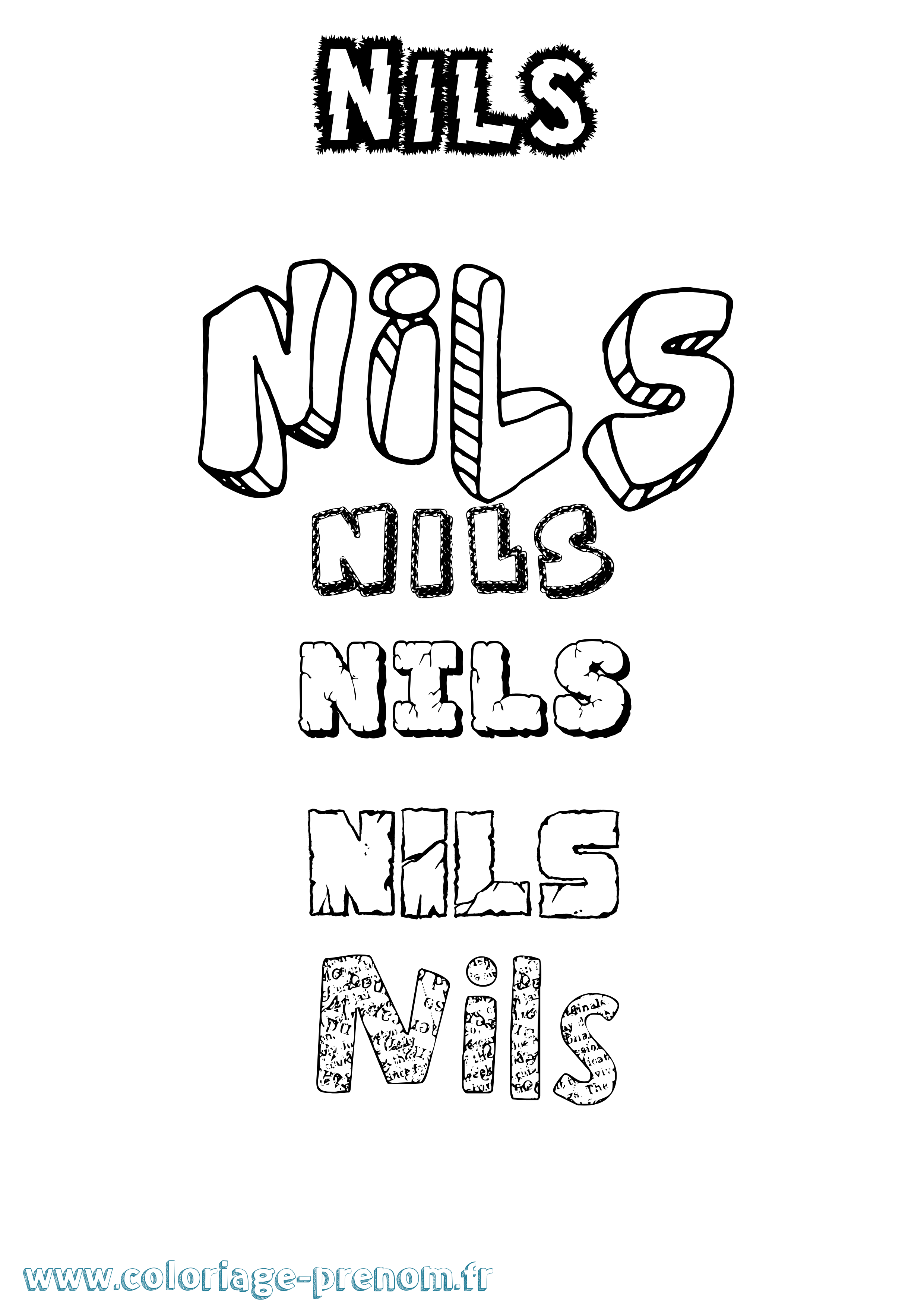 Coloriage prénom Nils