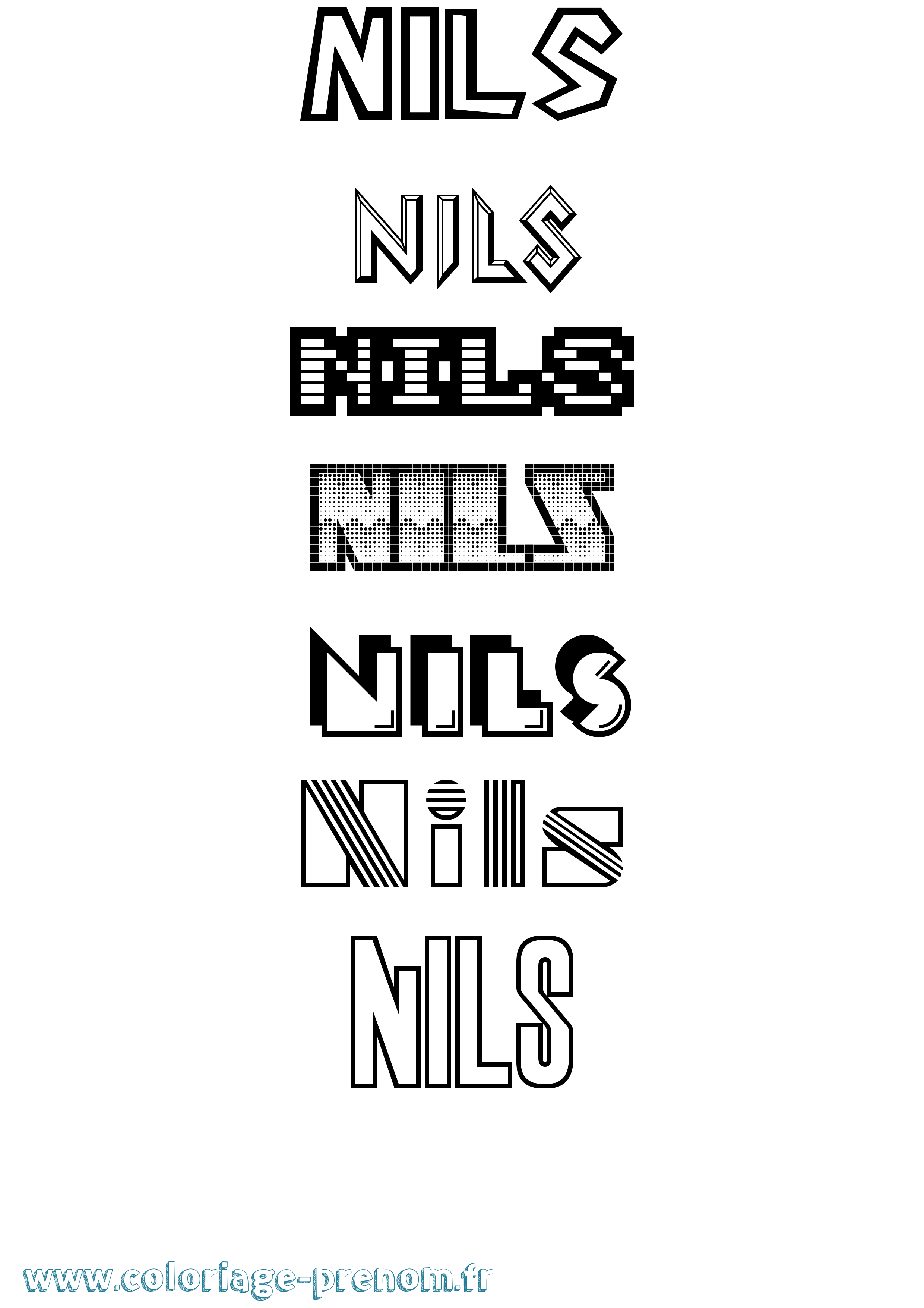 Coloriage prénom Nils Jeux Vidéos