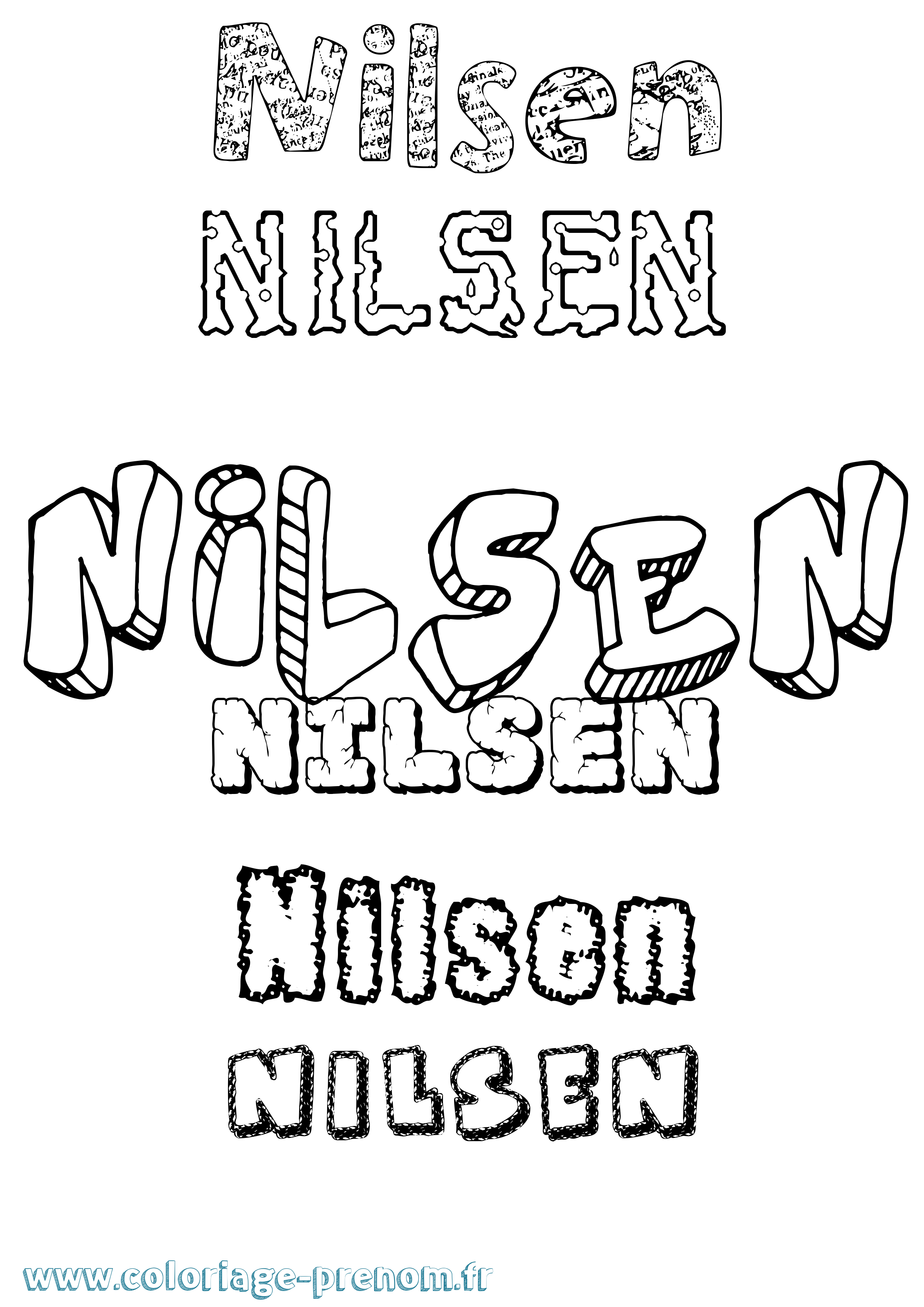 Coloriage prénom Nilsen Destructuré