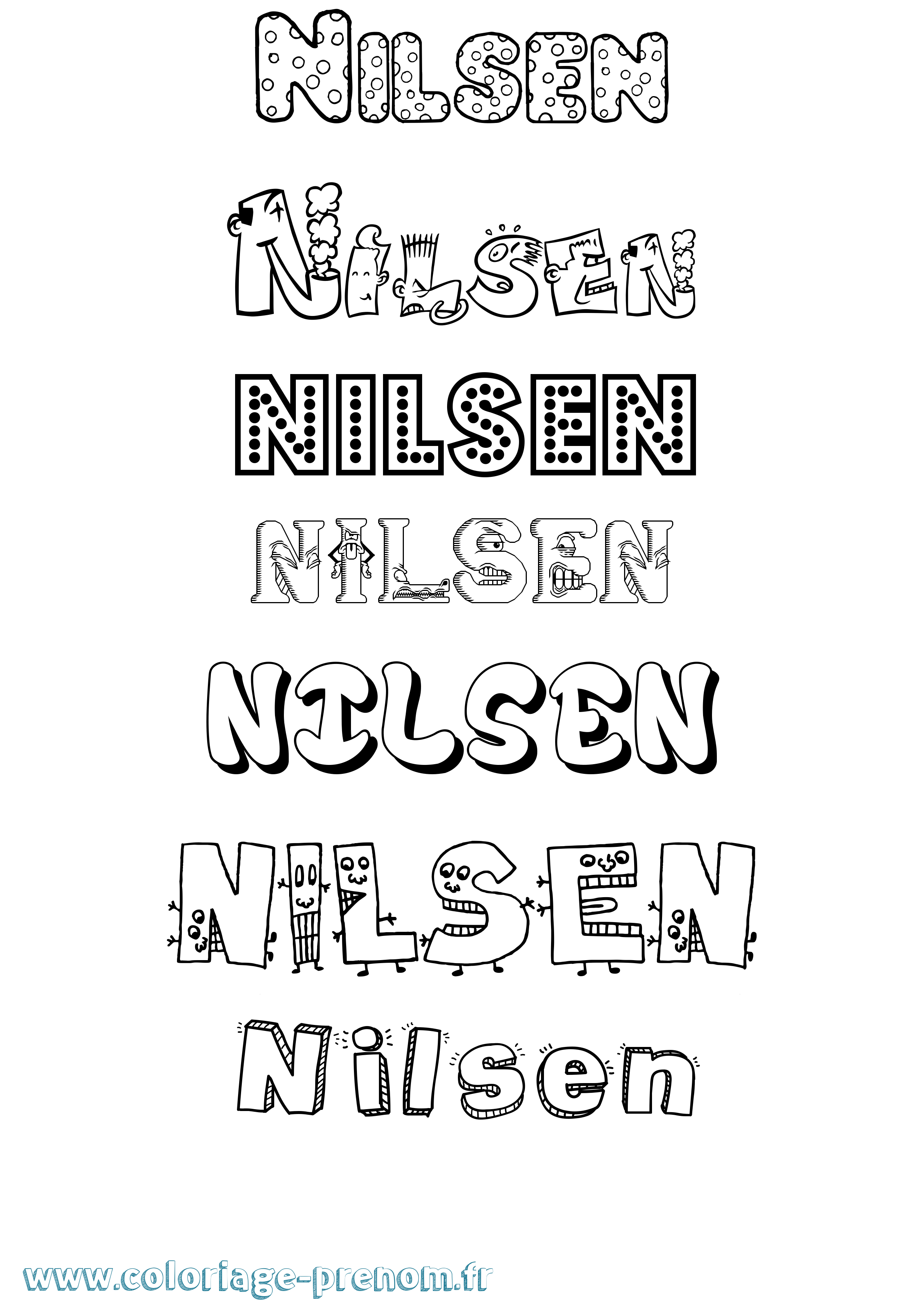 Coloriage prénom Nilsen Fun