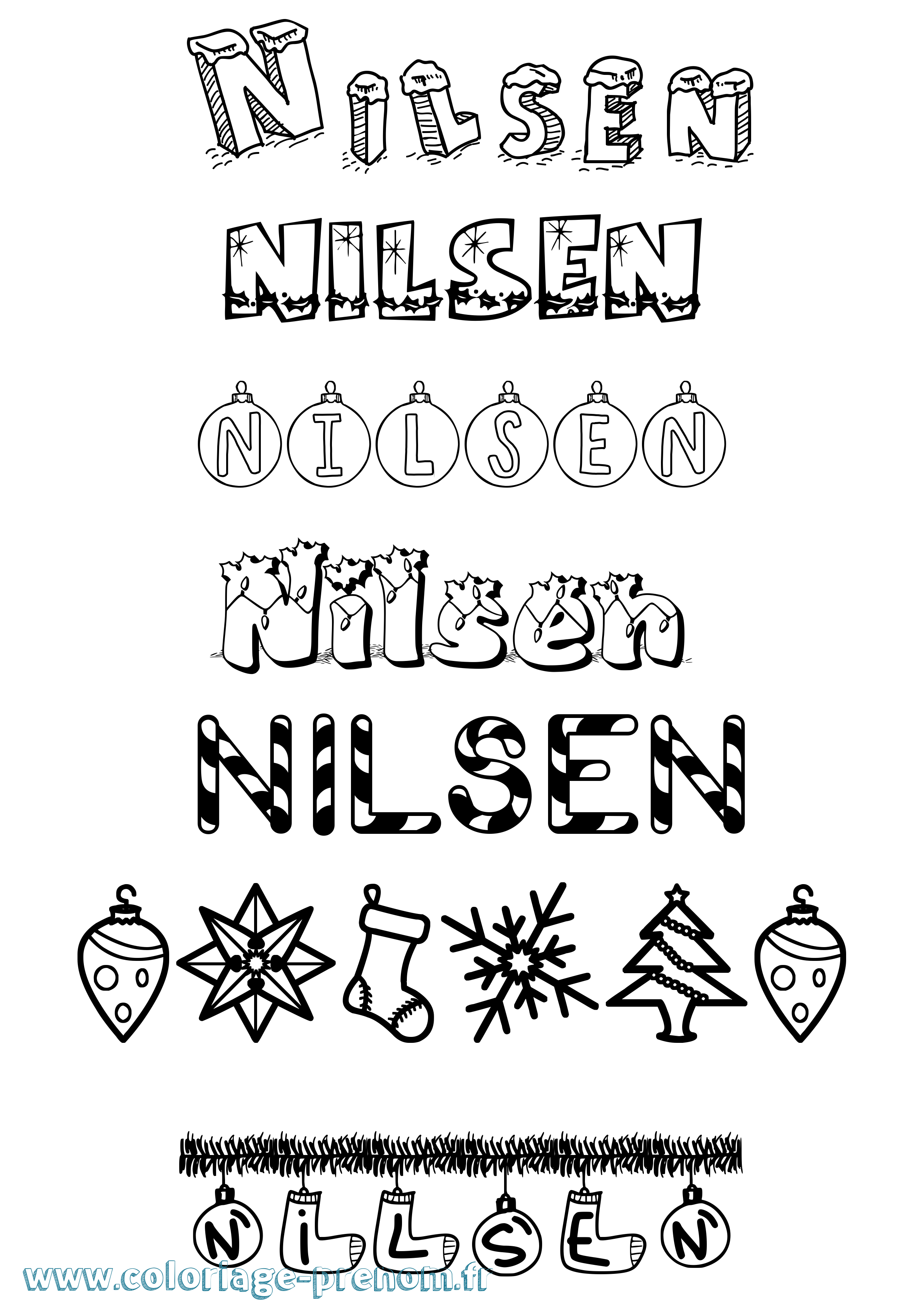 Coloriage prénom Nilsen Noël