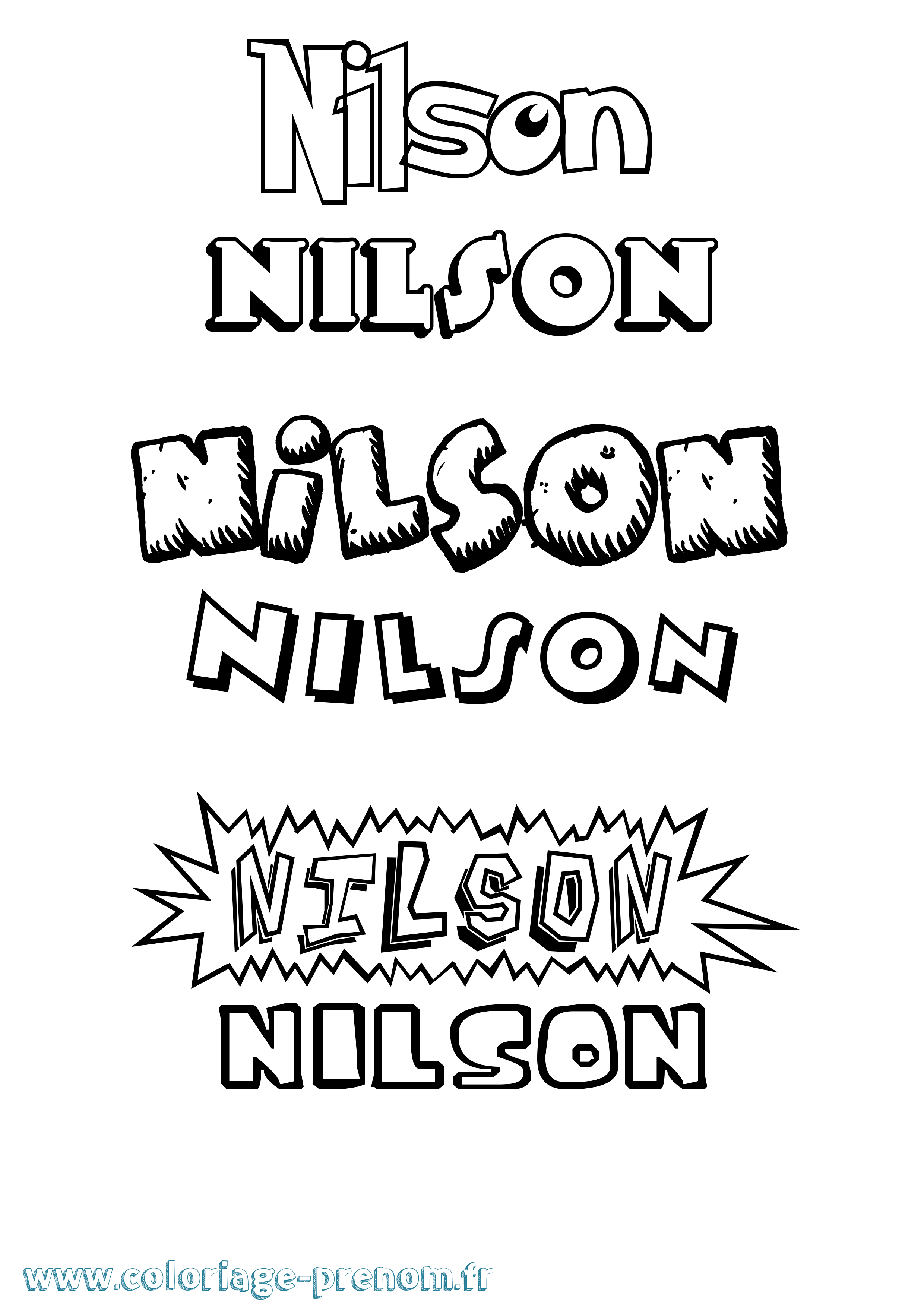 Coloriage prénom Nilson Dessin Animé