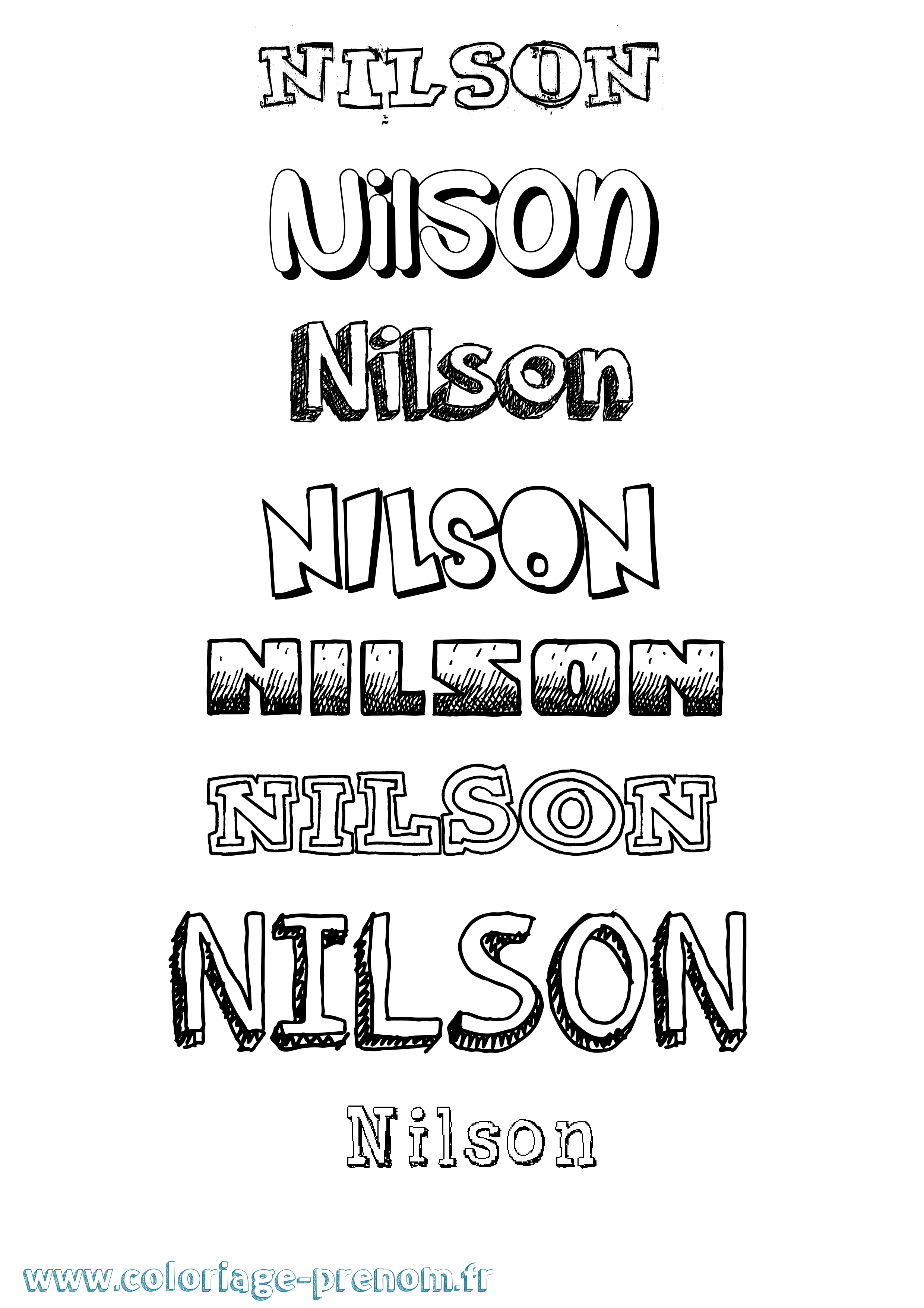 Coloriage prénom Nilson Dessiné