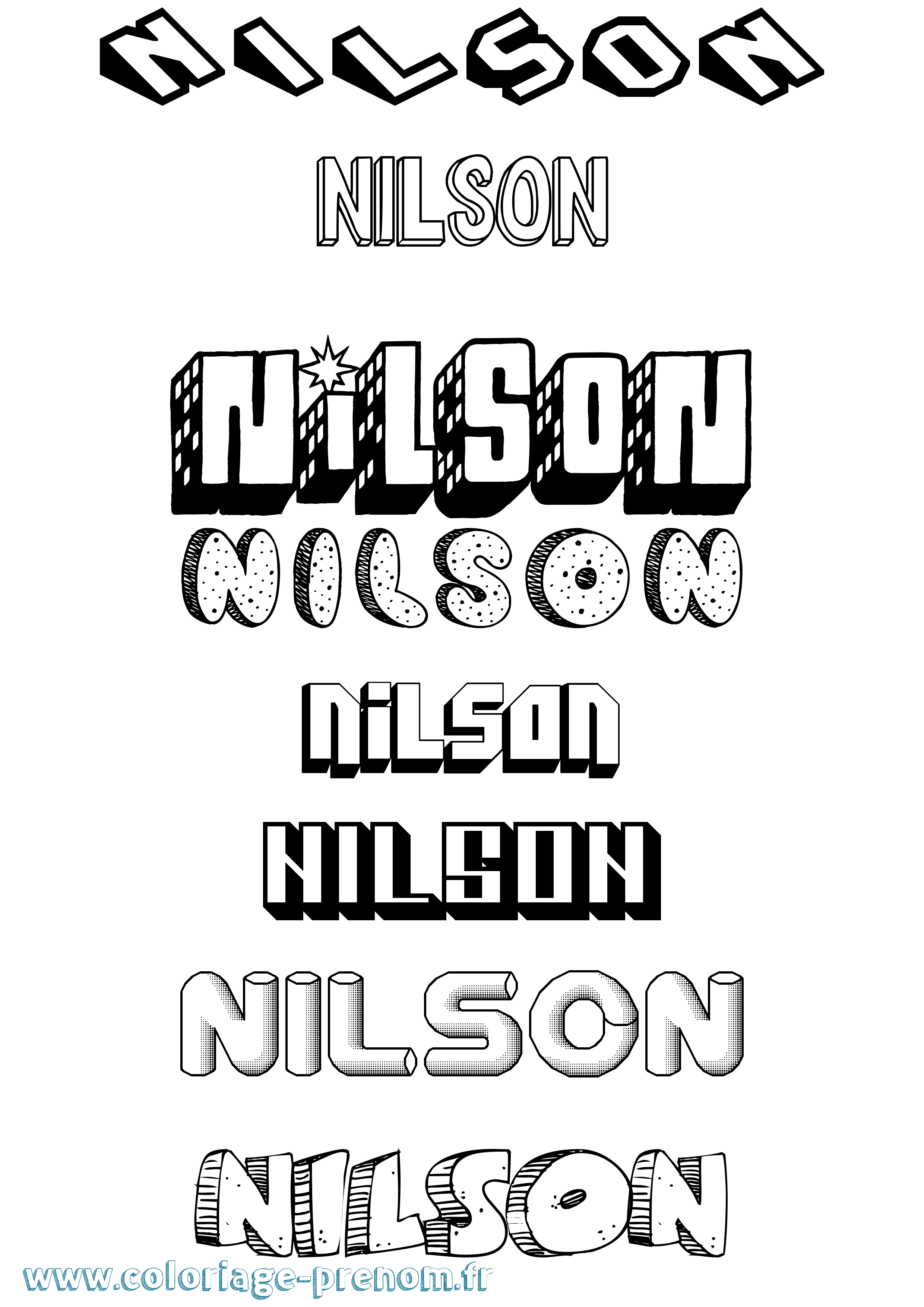 Coloriage prénom Nilson Effet 3D